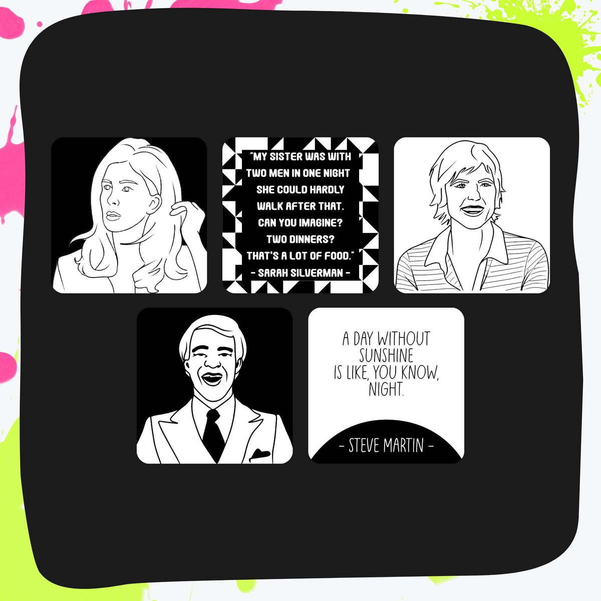 32 Stand-Up Comedy Coloring Pages | Funny Quotes & Comedian Art | 8x8 PNG + PDF Download | Printable Humor Coloring Book for Adults