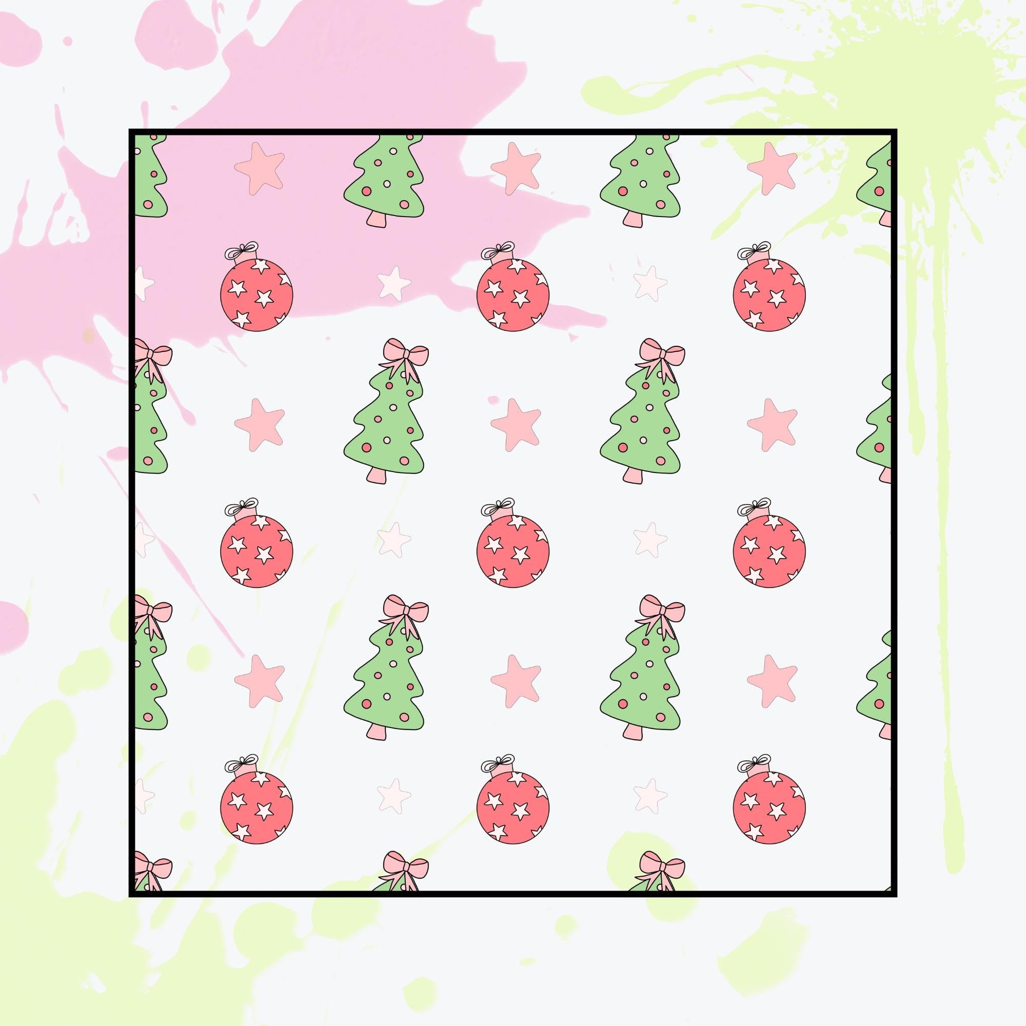 Coquette Christmas Seamless Patterns | 12 Unique Digital Papers | Transparent + Color Backgrounds | Pink Holiday Scrapbook PNG 300 DPI