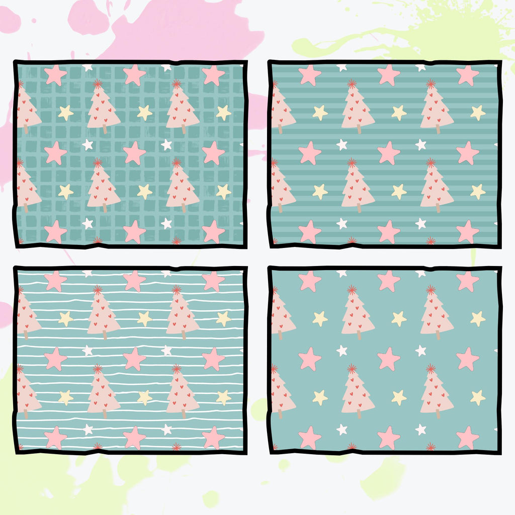 Coquette Christmas Seamless Patterns | 12 Unique Digital Papers | Transparent + Color Backgrounds | Pink Holiday Scrapbook PNG 300 DPI