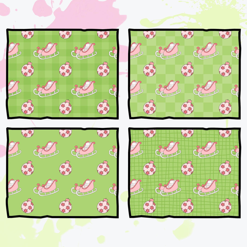 Coquette Christmas Seamless Patterns | 12 Unique Digital Papers | Transparent + Color Backgrounds | Pink Holiday Scrapbook PNG 300 DPI
