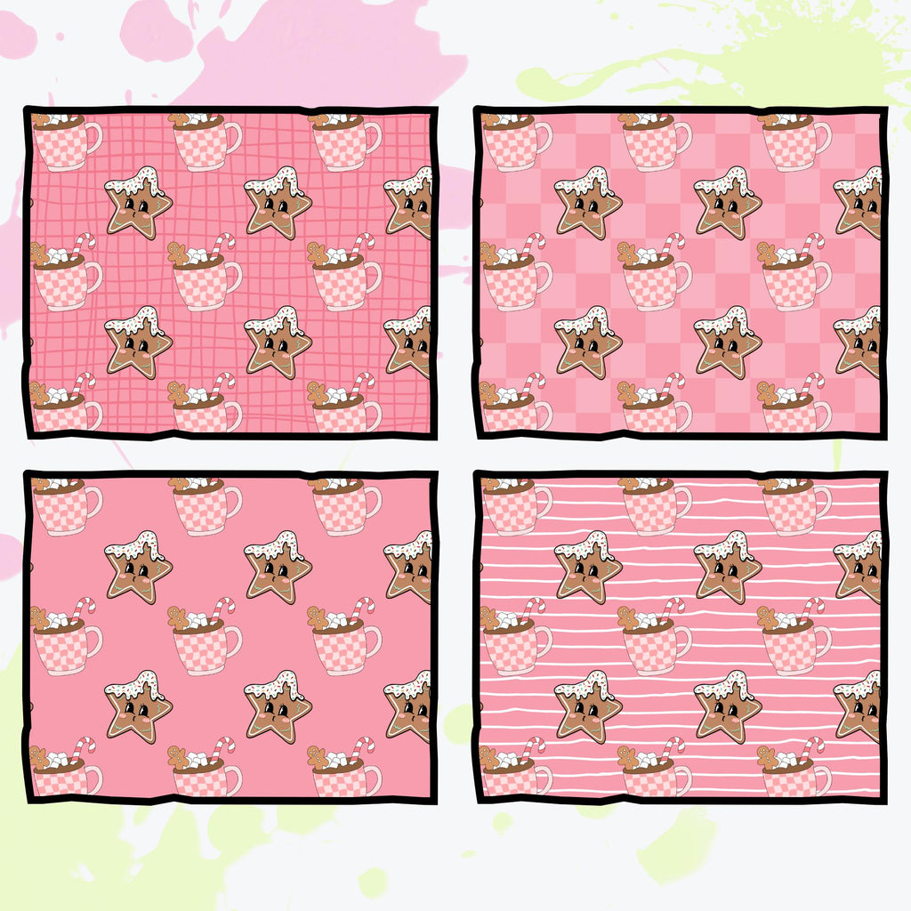 Coquette Christmas Seamless Patterns | 12 Unique Digital Papers | Transparent + Color Backgrounds | Pink Holiday Scrapbook PNG 300 DPI
