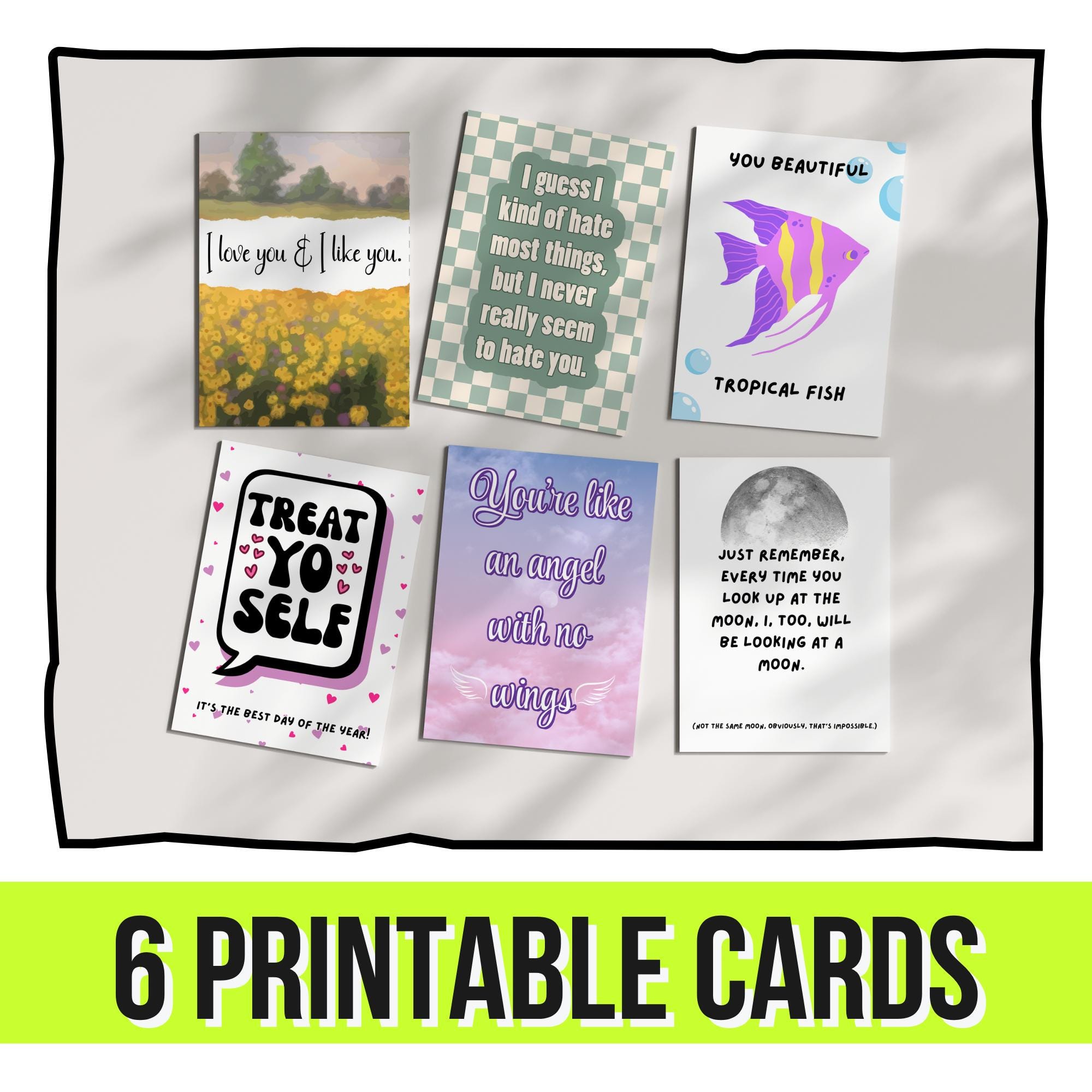 Parks and Rec Printable Card Set – 6 Funny Quote Cards, 5x7 Digital Download, Leslie Knope Love Cards, Couples and Friendship Cards