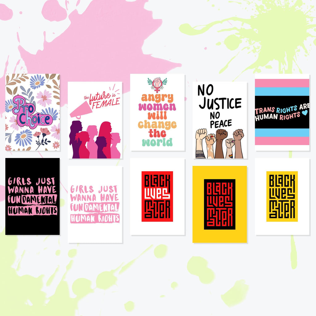 Printable Protest Posters Bundle (60+) | Activist Wall Art | Pro-Choice, Anti-Trump, BLM, No Kings Signs | Instant Download Prints 5 Sizes