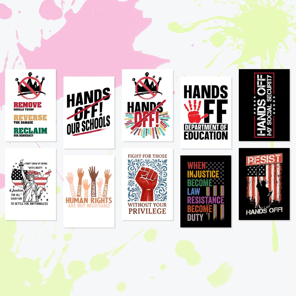 Printable Protest Posters Bundle (60+) | Activist Wall Art | Pro-Choice, Anti-Trump, BLM, No Kings Signs | Instant Download Prints 5 Sizes
