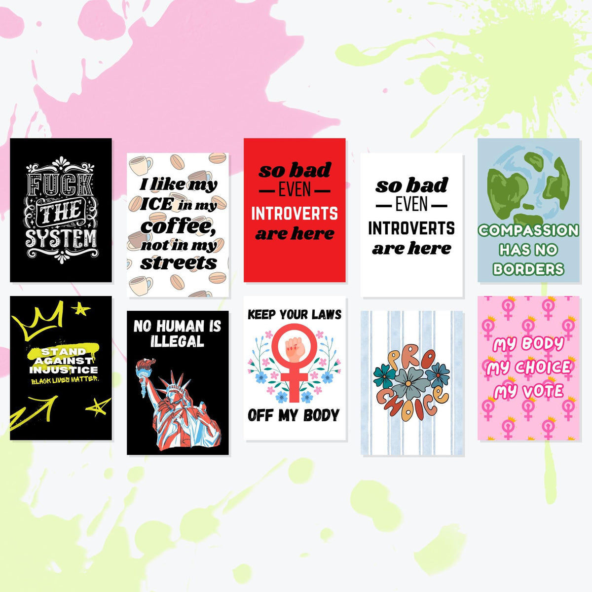 Printable Protest Posters Bundle (60+) | Activist Wall Art | Pro-Choice, Anti-Trump, BLM, No Kings Signs | Instant Download Prints 5 Sizes