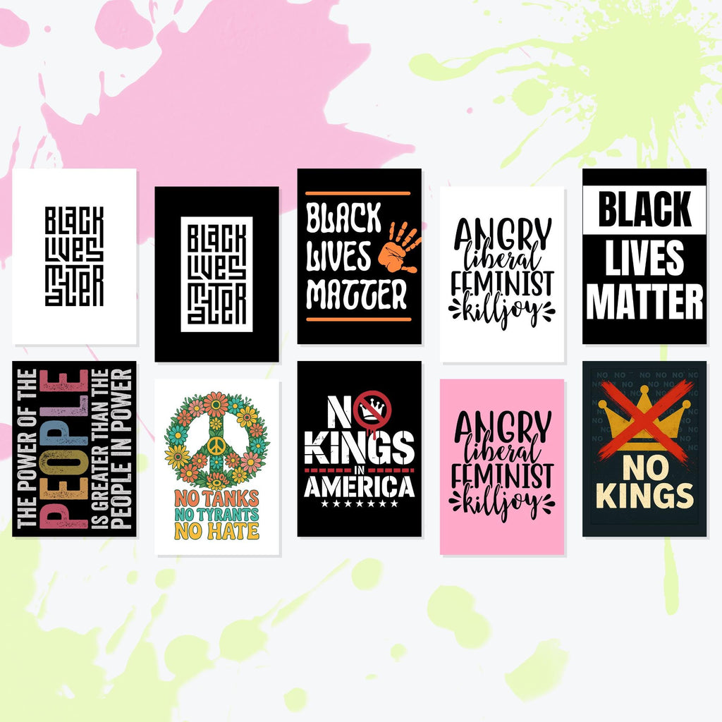 Printable Protest Posters Bundle (60+) | Activist Wall Art | Pro-Choice, Anti-Trump, BLM, No Kings Signs | Instant Download Prints 5 Sizes