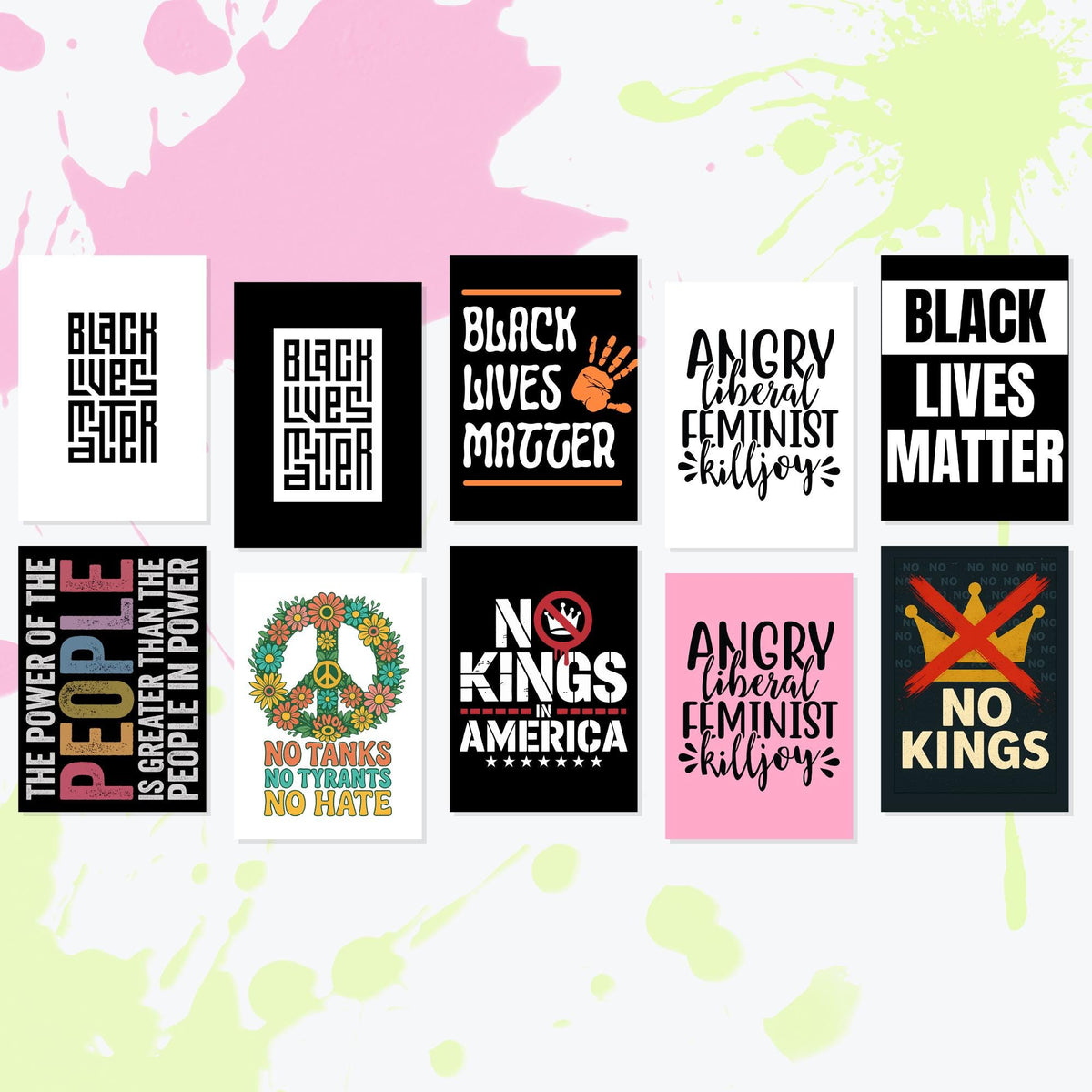 Printable Protest Posters Bundle (60+) | Activist Wall Art | Pro-Choice, Anti-Trump, BLM, No Kings Signs | Instant Download Prints 5 Sizes