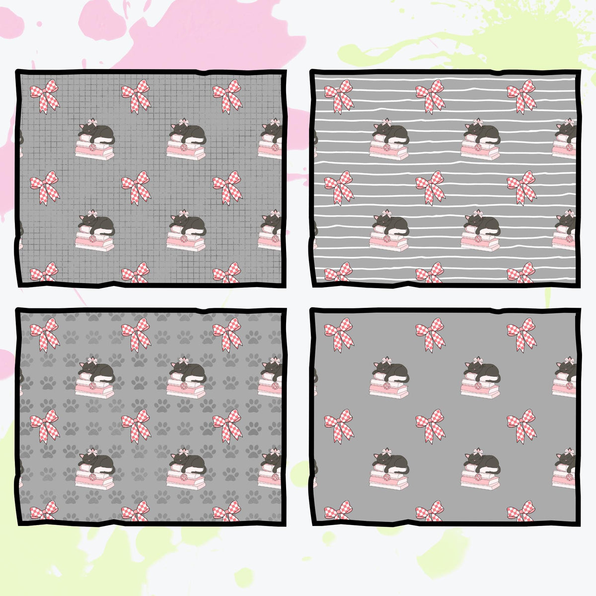 Coquette Christmas Seamless Patterns | 12 Unique Digital Papers | Transparent + Color Backgrounds | Pink Holiday Scrapbook PNG 300 DPI