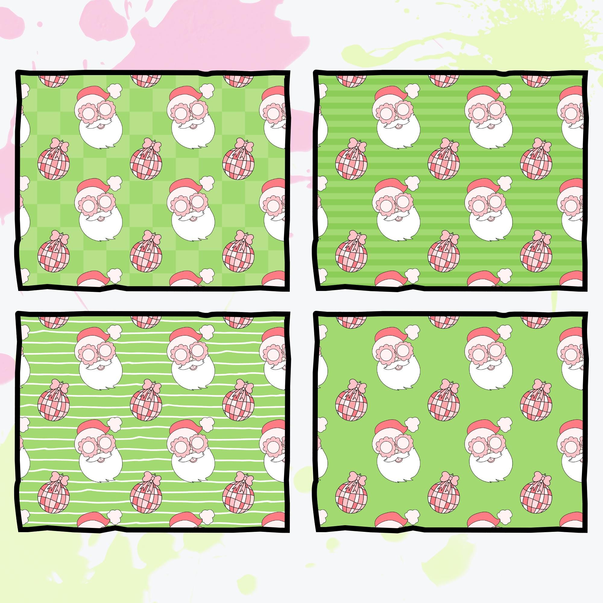 Coquette Christmas Seamless Patterns | 12 Unique Digital Papers | Transparent + Color Backgrounds | Pink Holiday Scrapbook PNG 300 DPI