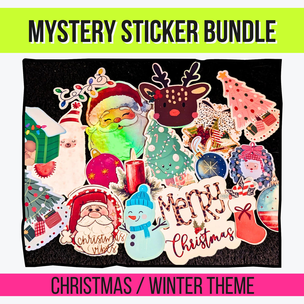 Christmas Mystery Sticker Pack | Holiday Stickers, Winter, Cozy, Festive | Glossy or Holographic | Seasonal Sticker Grab Bag