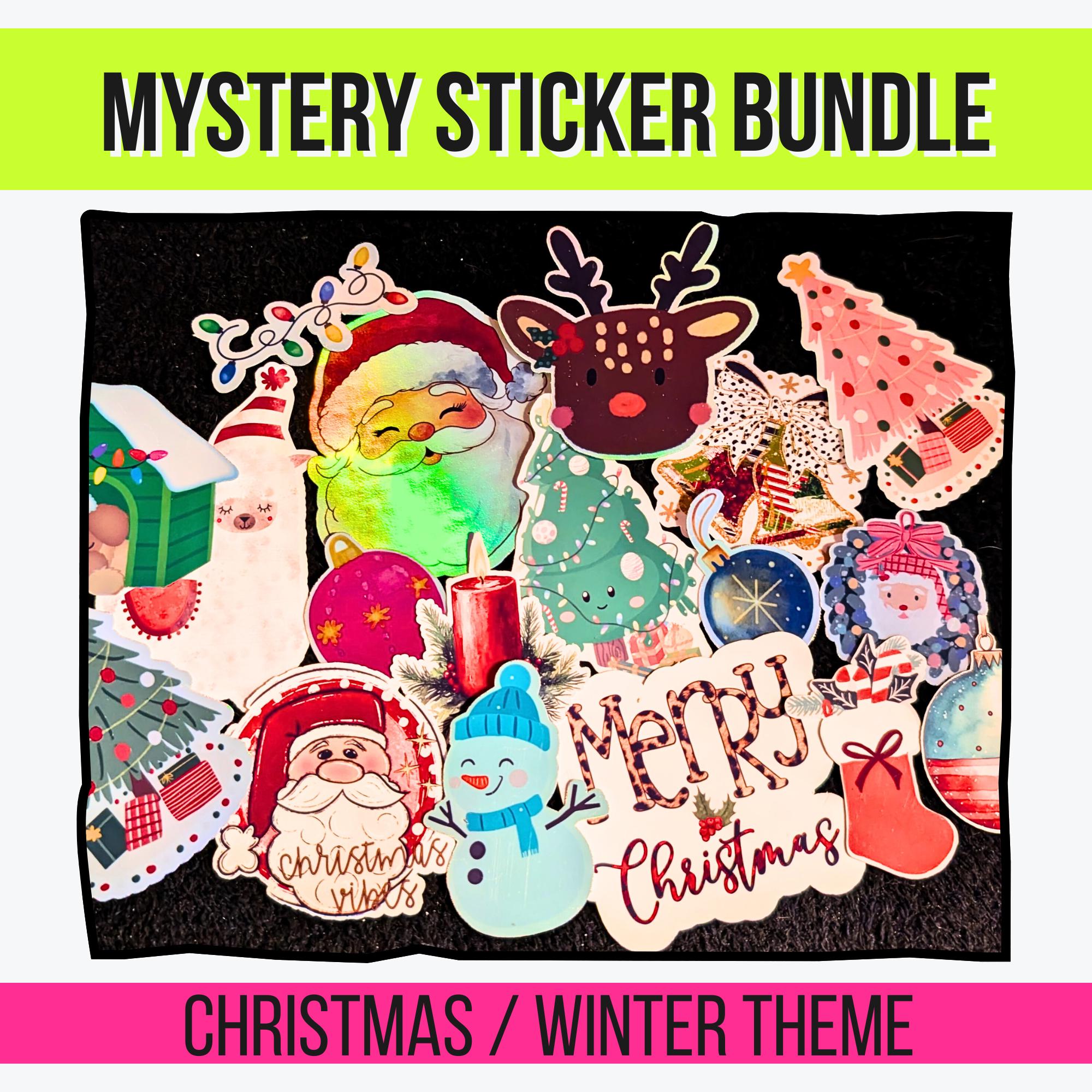 Christmas Mystery Sticker Pack | Holiday Stickers, Winter, Cozy, Festive | Glossy or Holographic | Seasonal Sticker Grab Bag