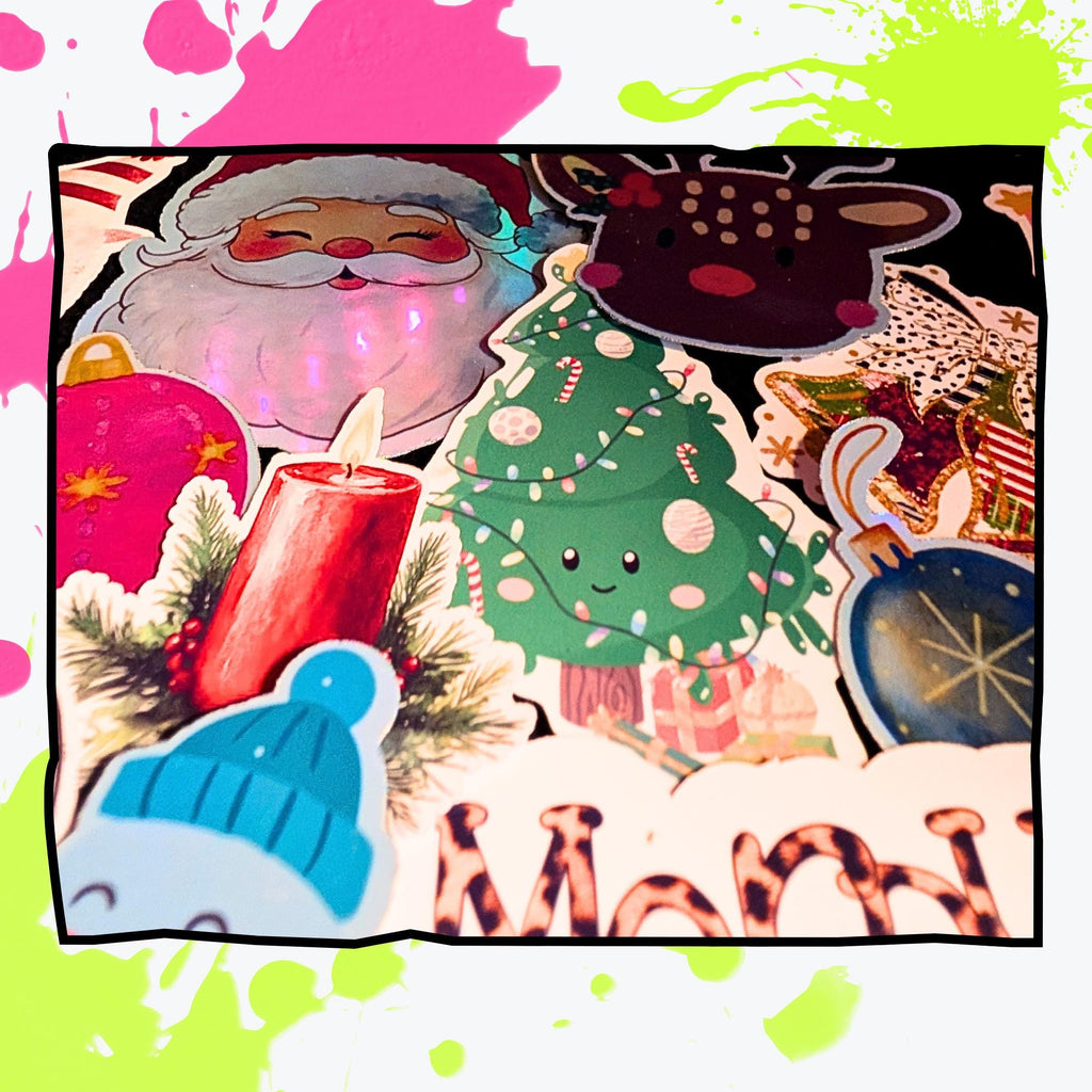 Christmas Mystery Sticker Pack | Holiday Stickers, Winter, Cozy, Festive | Glossy or Holographic | Seasonal Sticker Grab Bag