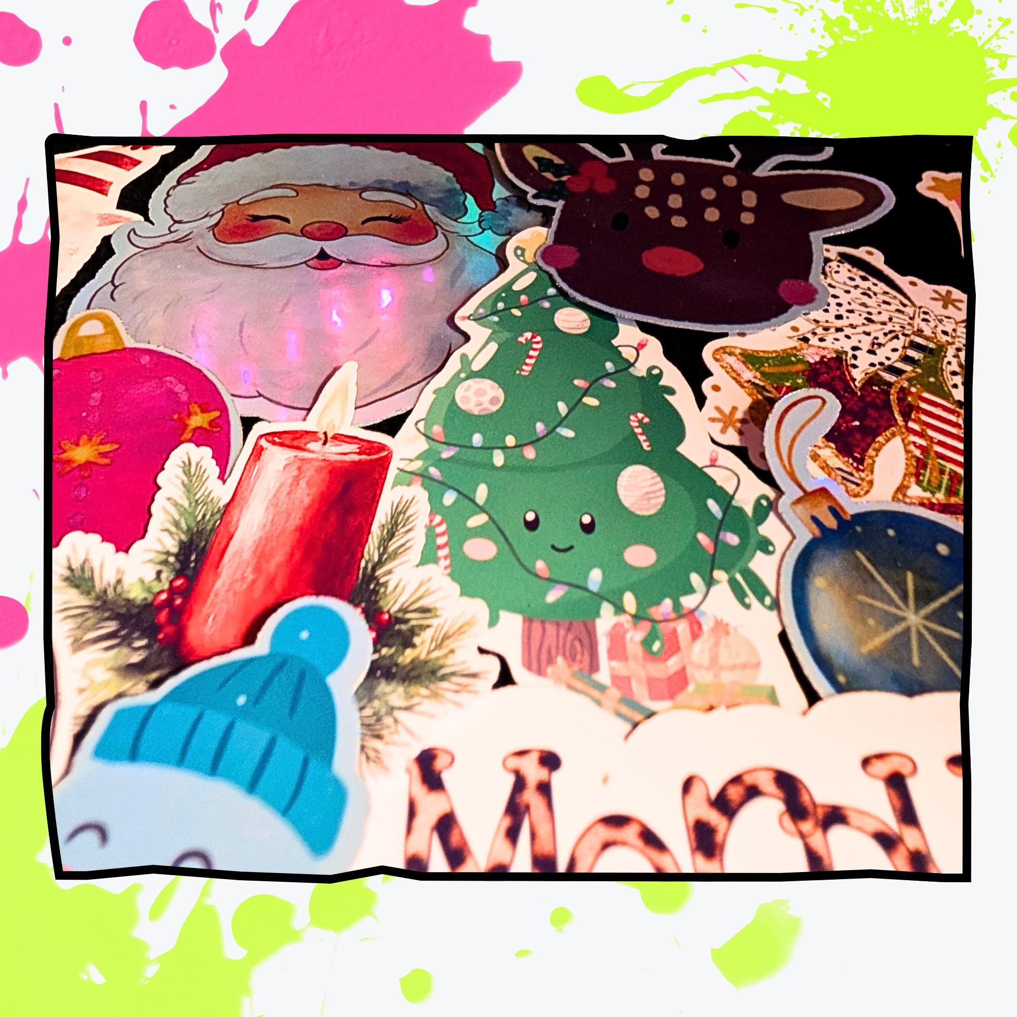 Christmas Mystery Sticker Pack | Holiday Stickers, Winter, Cozy, Festive | Glossy or Holographic | Seasonal Sticker Grab Bag