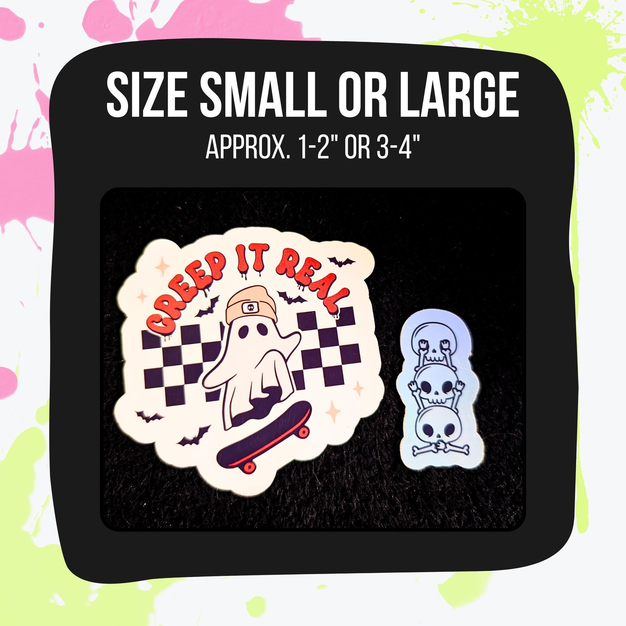 Halloween Mystery Sticker Pack | Spooky Stickers | Glossy or Holographic | Ghosts, Pumpkins, Bats, Witchy, Creepy Cute | Water Resistant