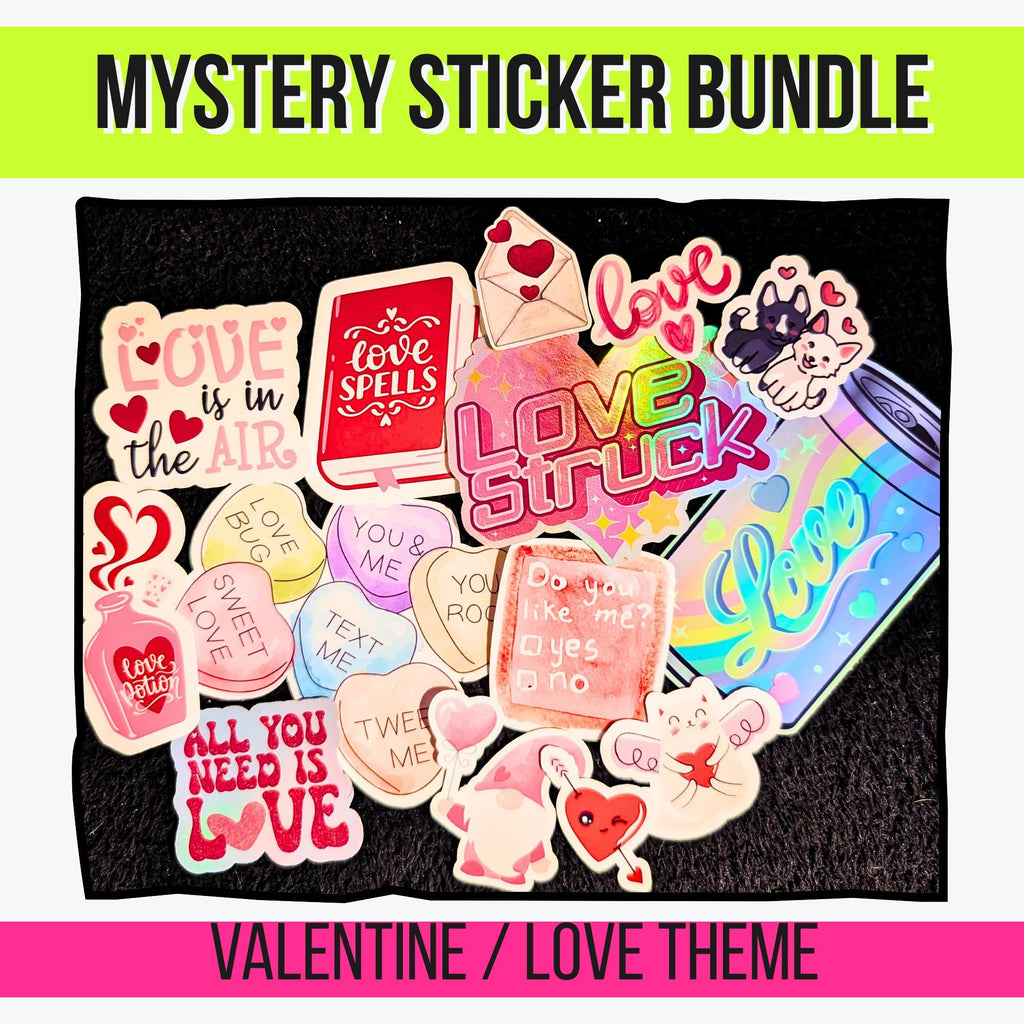 Valentine's Mystery Sticker Pack | Cute Romantic Stickers | Glossy or Holographic | Hearts, Candy, Love, Pastel Aesthetic | Water Resistant