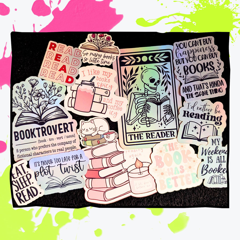 Literary Mystery Sticker Pack | Book Lover Stickers | Authors, Quotes, Cozy Library Aesthetic | Glossy or Holographic | Water Resistant