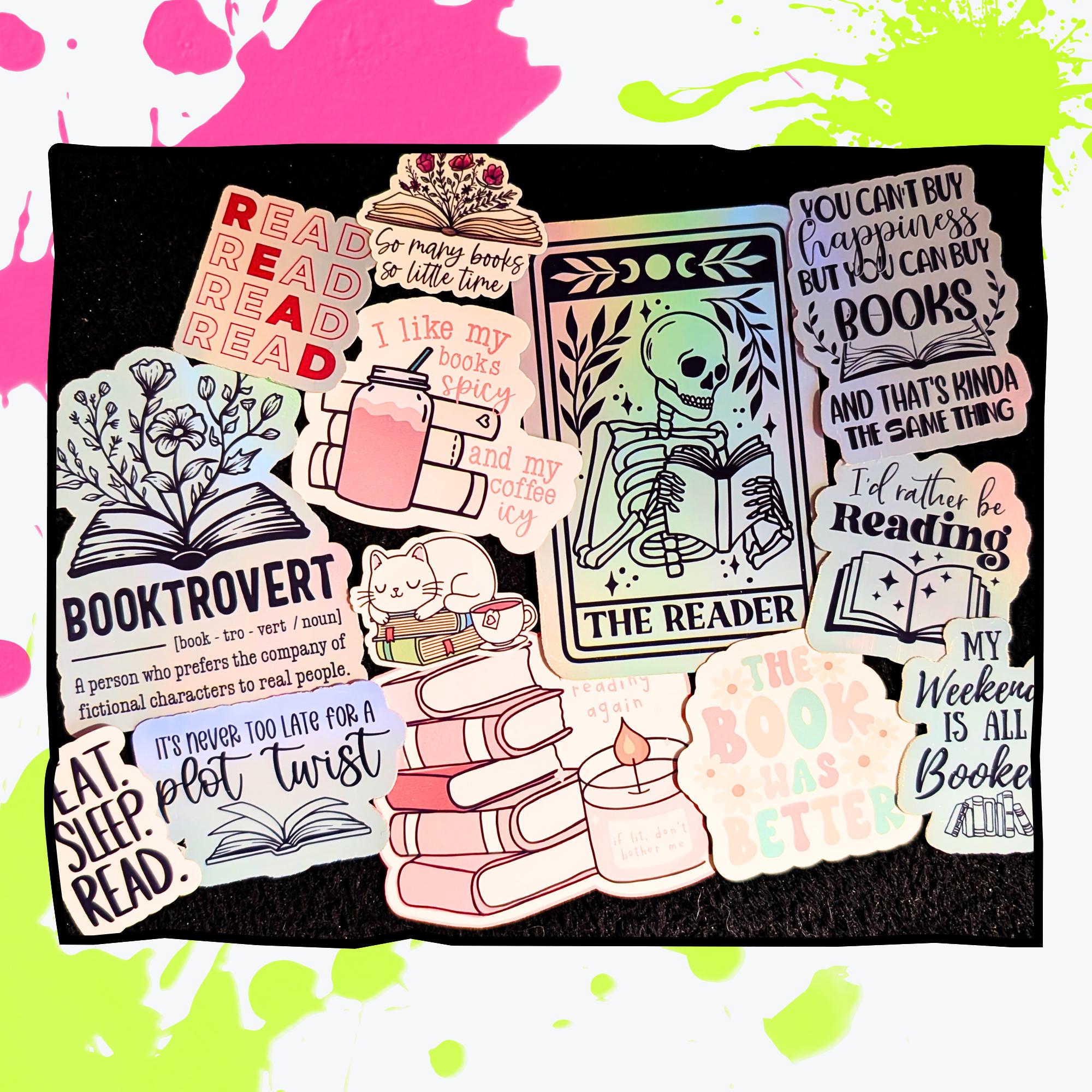 Literary Mystery Sticker Pack | Book Lover Stickers | Authors, Quotes, Cozy Library Aesthetic | Glossy or Holographic | Water Resistant