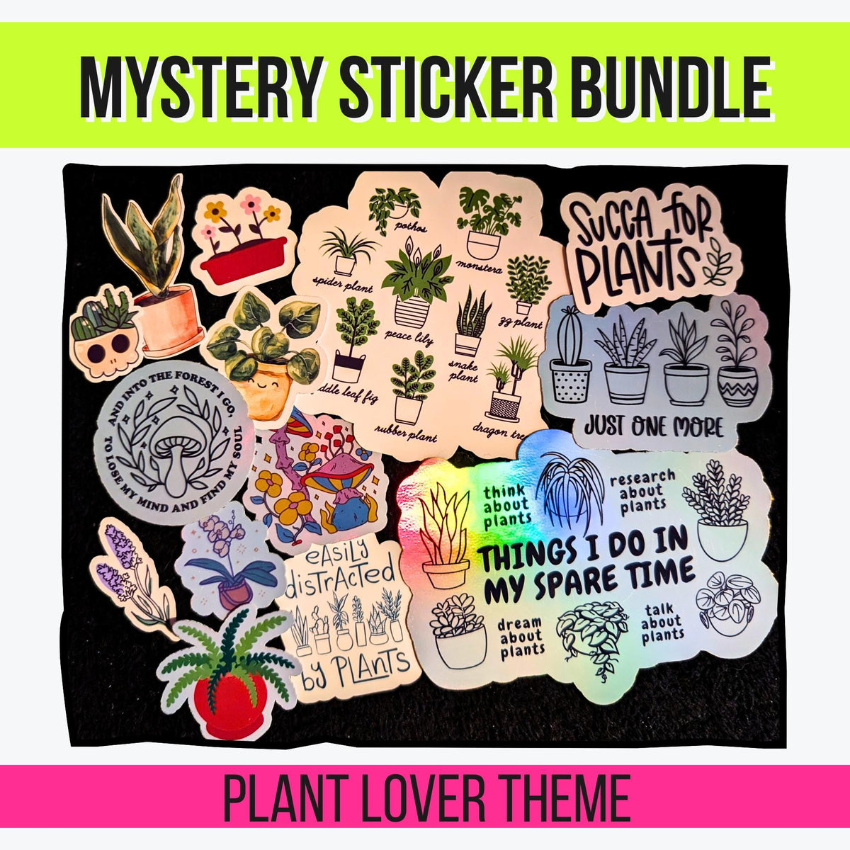 Plant Mystery Sticker Pack | Houseplants, Leaves, Botanicals, Garden Aesthetic | Glossy or Holographic | Water Resistant Stickers