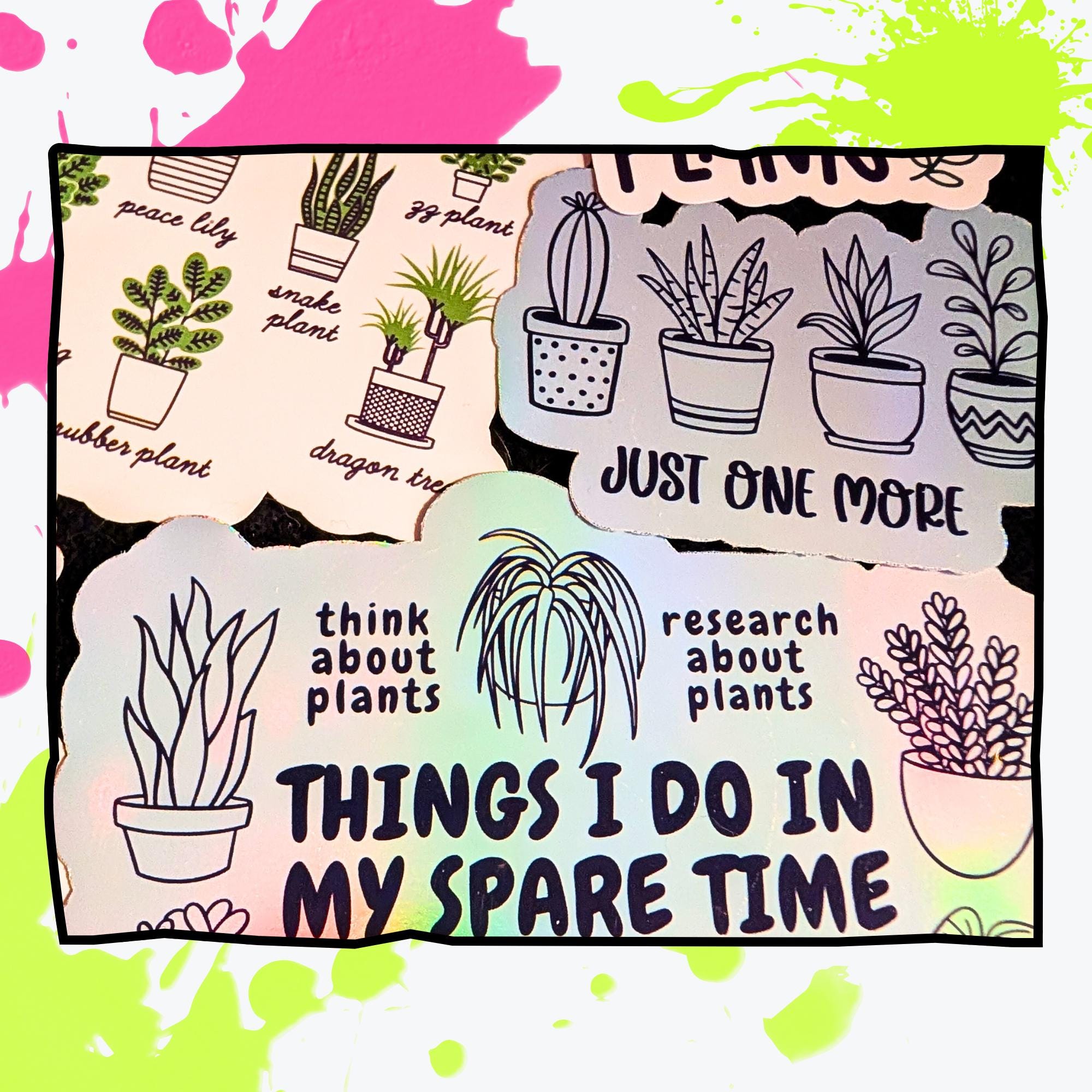 Plant Mystery Sticker Pack | Houseplants, Leaves, Botanicals, Garden Aesthetic | Glossy or Holographic | Water Resistant Stickers