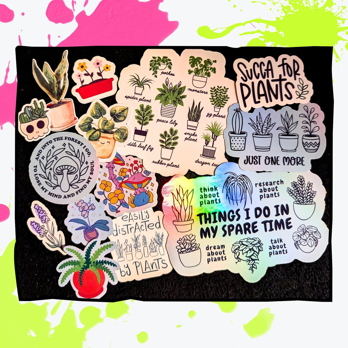Plant Mystery Sticker Pack | Houseplants, Leaves, Botanicals, Garden Aesthetic | Glossy or Holographic | Water Resistant Stickers