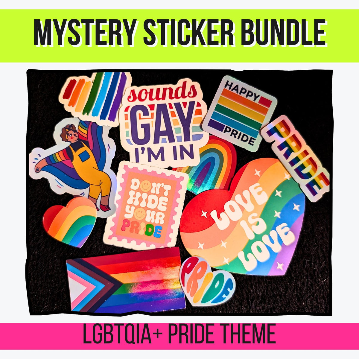 Pride LGBTQIA+ Mystery Sticker Pack | Queer & Trans Pride, Affirmations, Flags and Cute Rainbow Aesthetic | Glossy or Holographic
