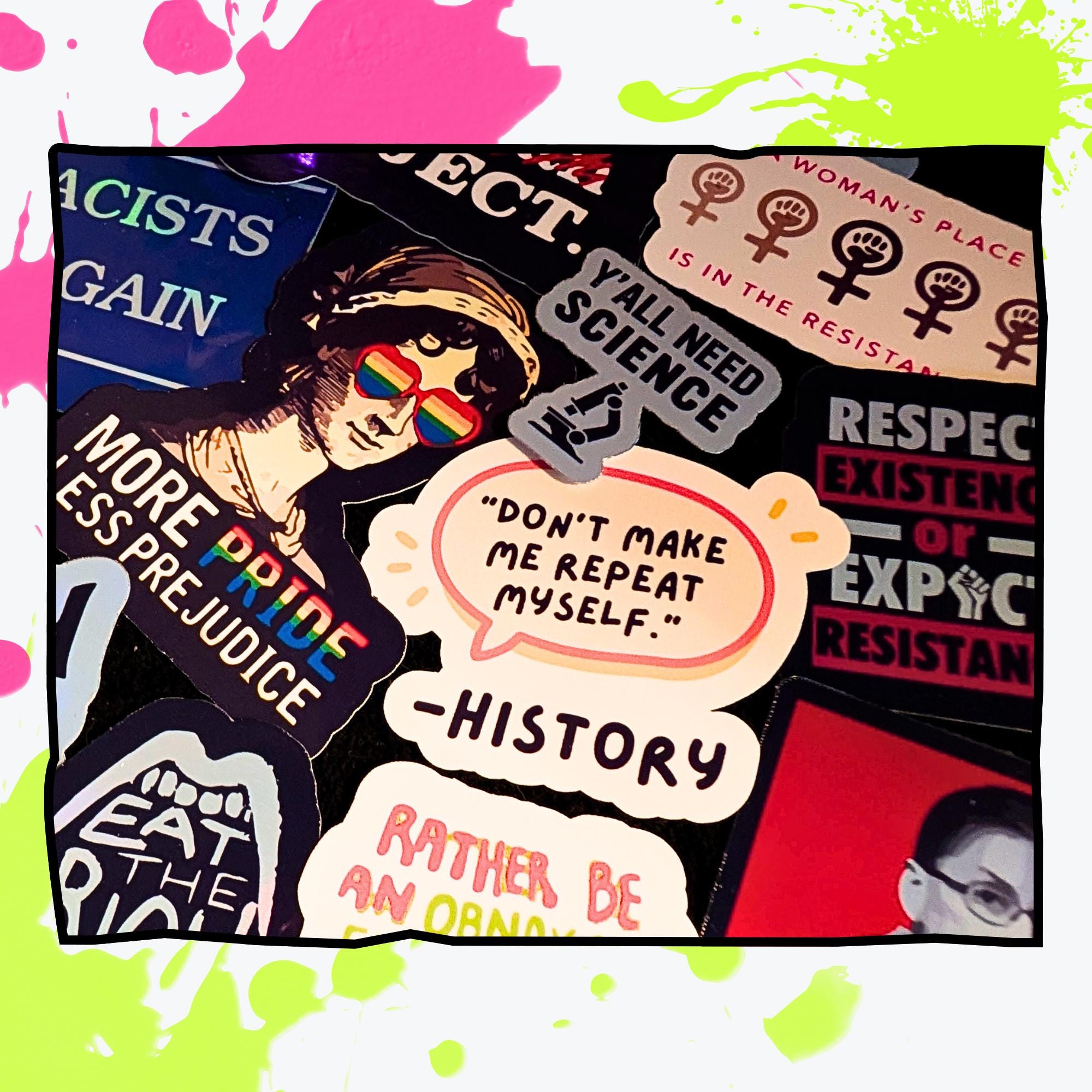 Leftist Activism Mystery Sticker Pack | Progressive Politics, Social Justice, Anti-Fascist, Human Rights | Glossy or Holo | Water Resistant