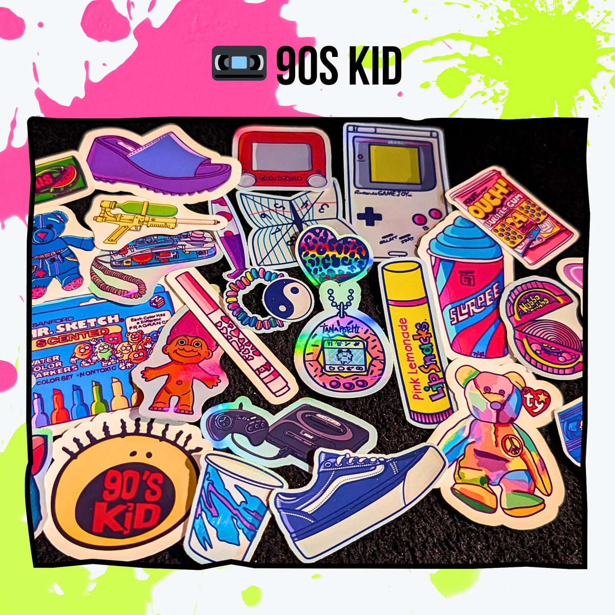 Nostalgia Sticker Mystery Pack | 70s Throwback, 80s Vibes, 90s Kid, Y2K Aesthetic | Holographic or Glossy | Retro Stickers | Water Resistant