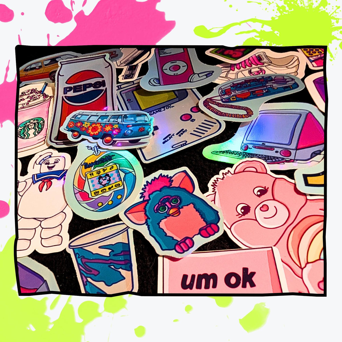 Nostalgia Sticker Mystery Pack | 70s Throwback, 80s Vibes, 90s Kid, Y2K Aesthetic | Holographic or Glossy | Retro Stickers | Water Resistant