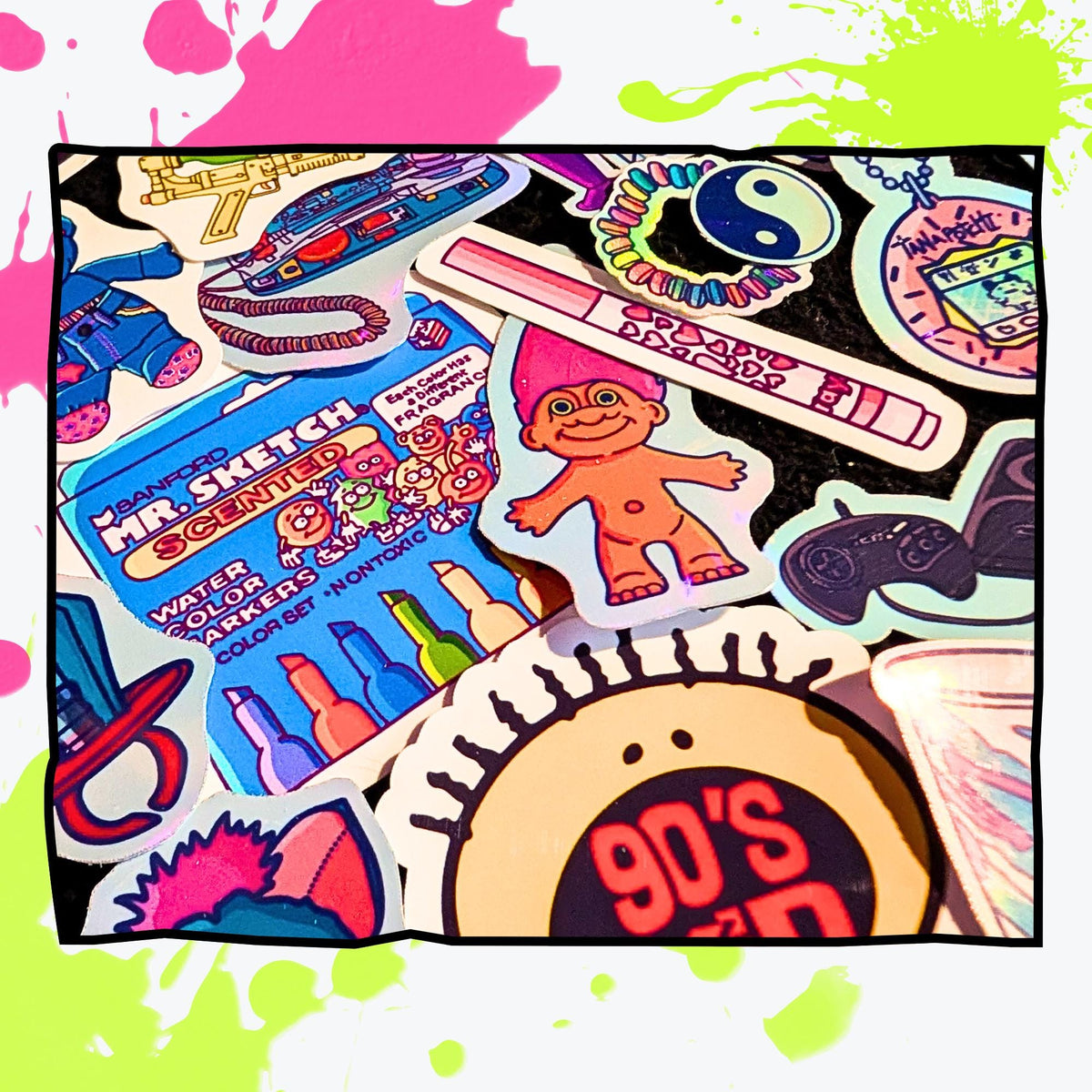 Nostalgia Sticker Mystery Pack | 70s Throwback, 80s Vibes, 90s Kid, Y2K Aesthetic | Holographic or Glossy | Retro Stickers | Water Resistant