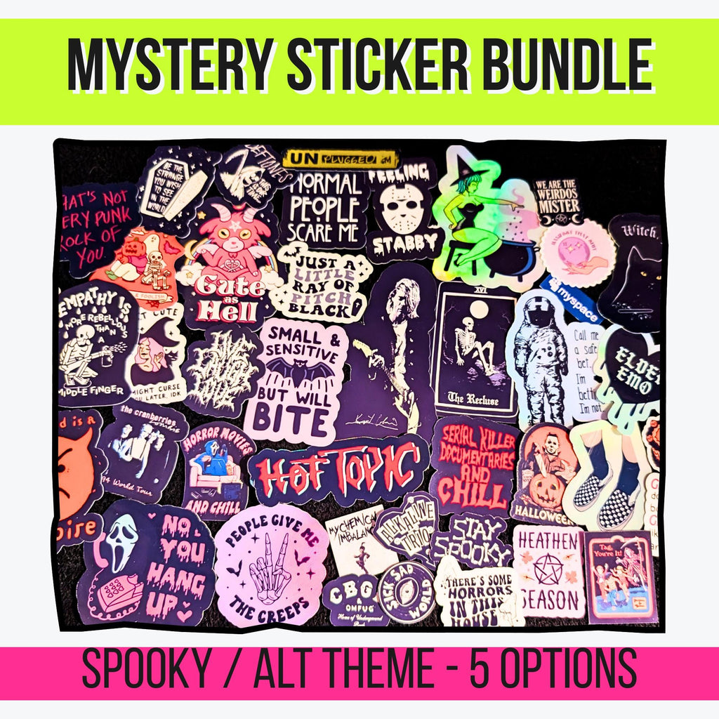 Spooky & Alt Mystery Sticker Pack | Elder Emo, Witchy Occult, True Crime, Grunge, Spooky Season | Holographic or Glossy | Aesthetic Stickers