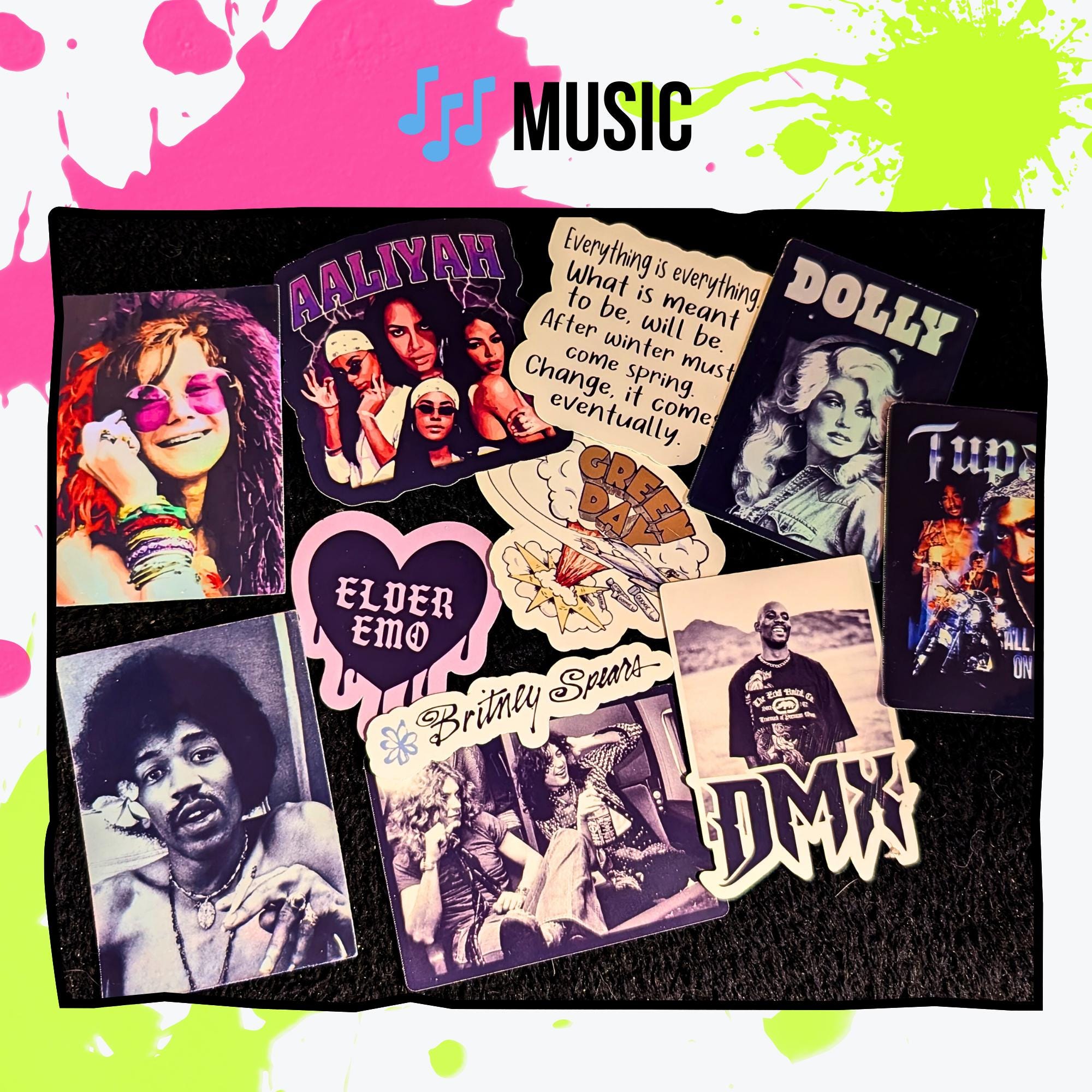 Pop Culture Mystery Sticker Pack | Movies, TV, Music, Gaming, Celebrities | Alt/Emo, Hip-Hop, Country, Pop, Rock | Glossy or Holo Stickers