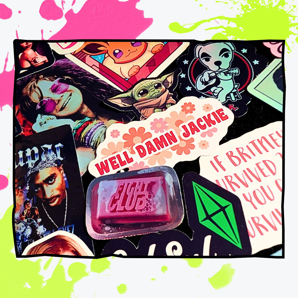 Pop Culture Mystery Sticker Pack | Movies, TV, Music, Gaming, Celebrities | Alt/Emo, Hip-Hop, Country, Pop, Rock | Glossy or Holo Stickers