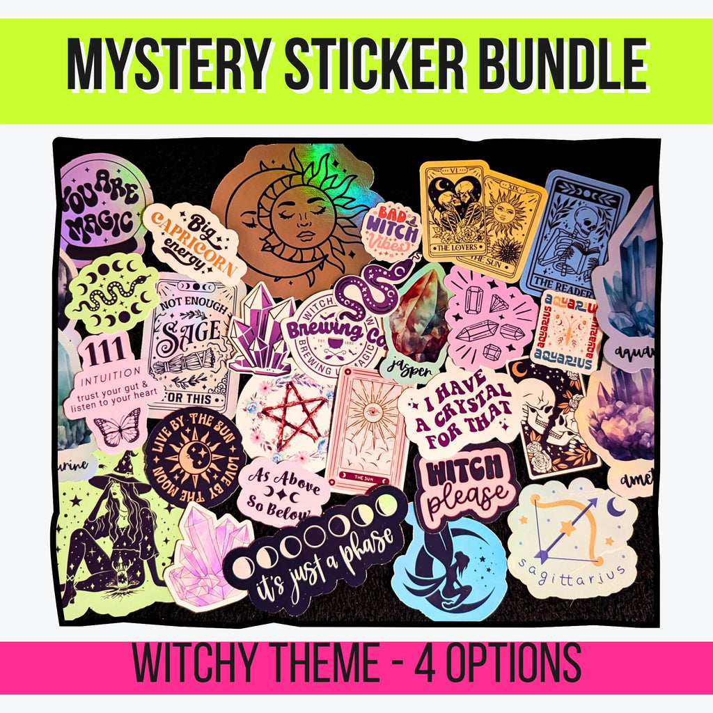 Witchy Vibes Mystery Sticker Pack | Astrology, Crystals, Tarot, Witchcore Aesthetic | Glossy or Holographic | Spiritual & Occult Stickers