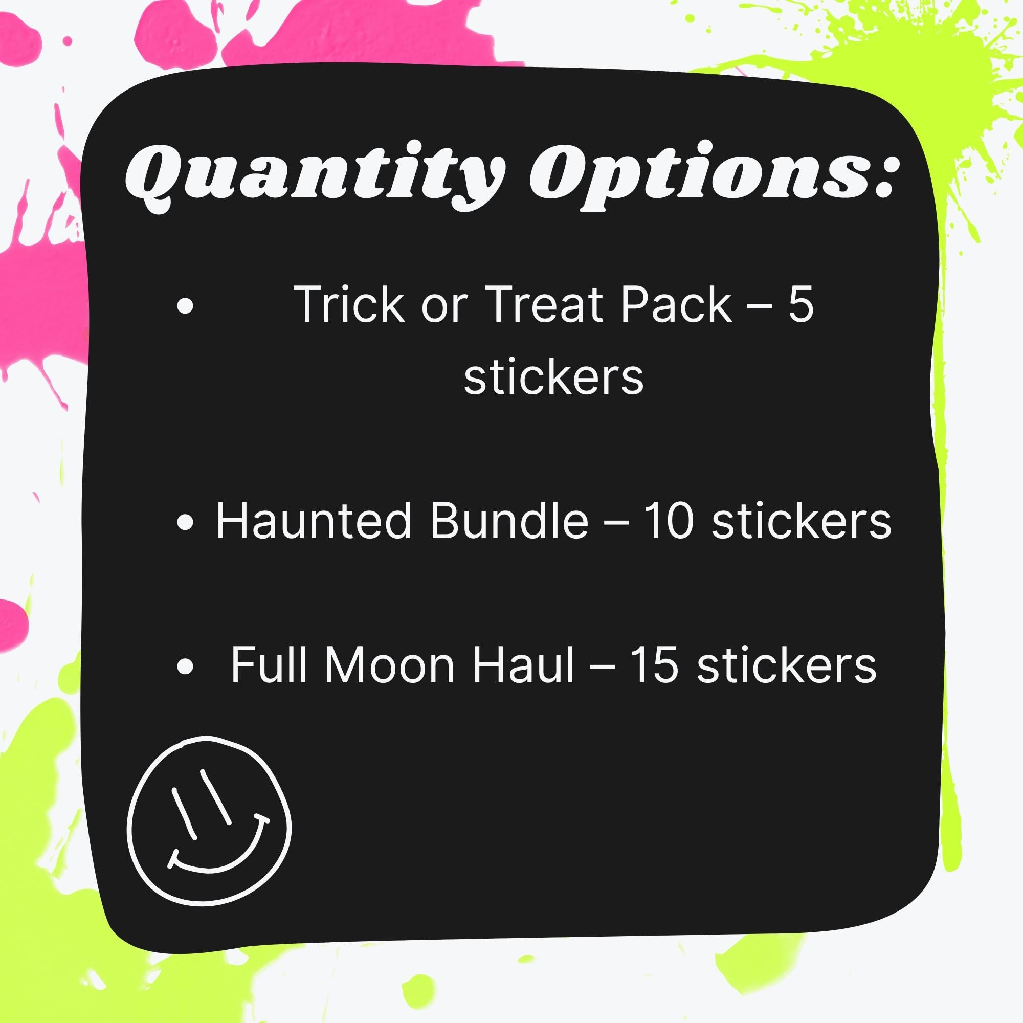 Halloween Mystery Sticker Pack | Spooky Stickers | Glossy or Holographic | Ghosts, Pumpkins, Bats, Witchy, Creepy Cute | Water Resistant