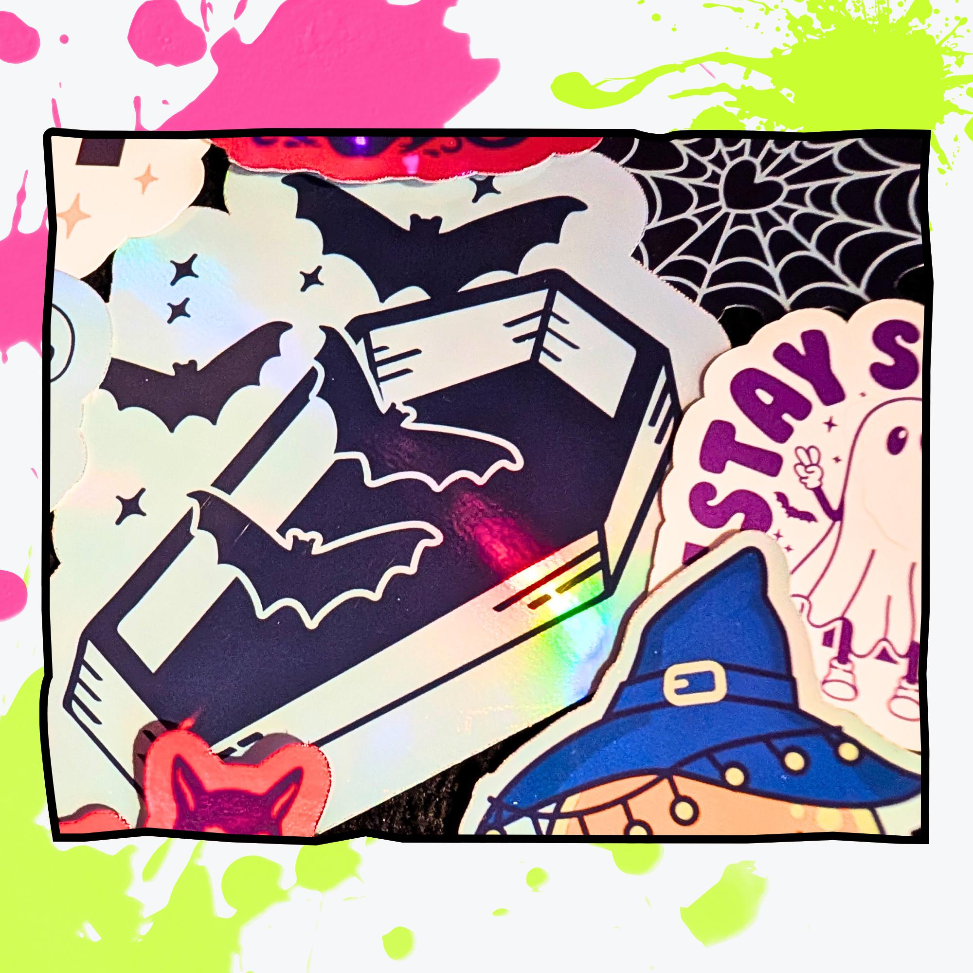 Halloween Mystery Sticker Pack | Spooky Stickers | Glossy or Holographic | Ghosts, Pumpkins, Bats, Witchy, Creepy Cute | Water Resistant