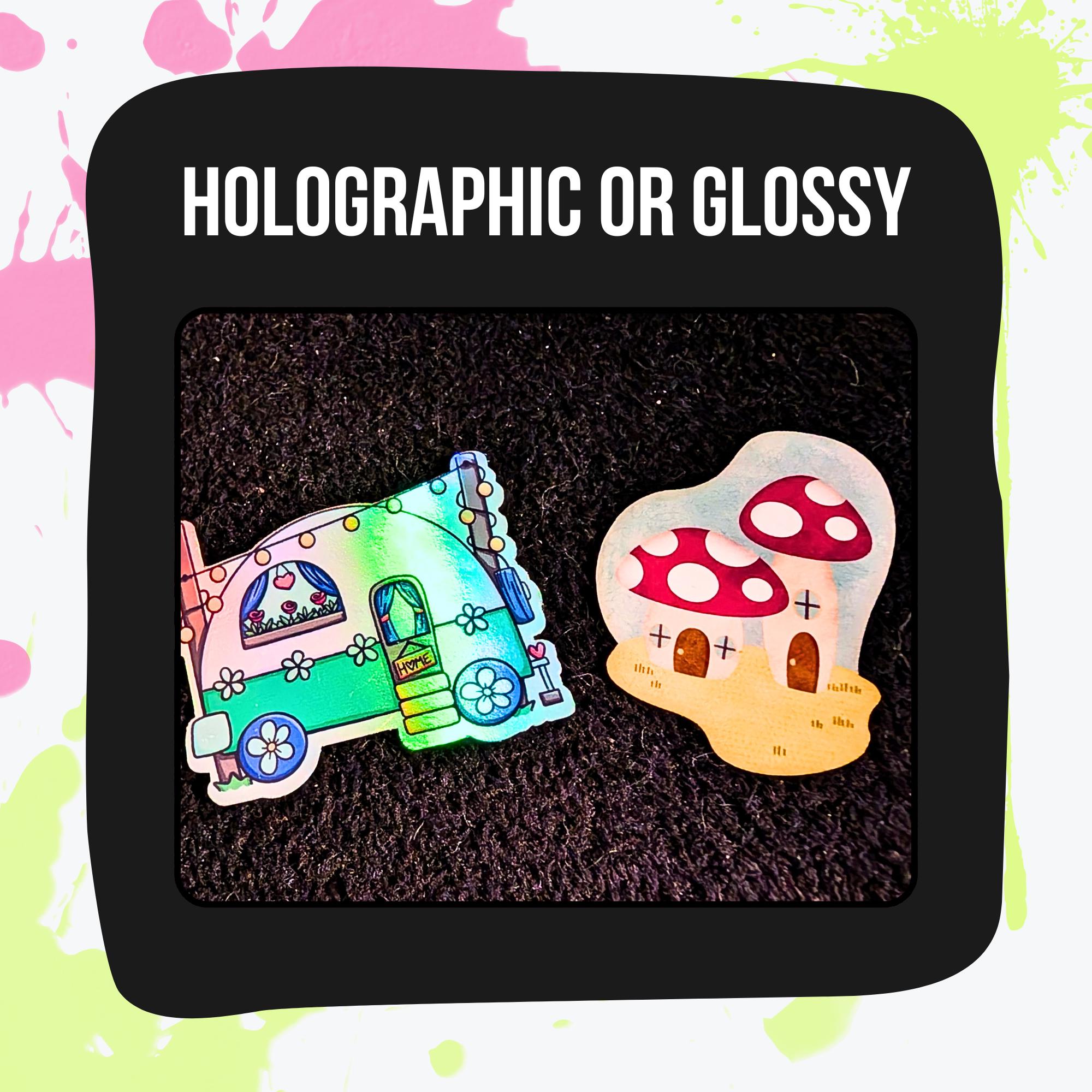 Cottagecore Mystery Sticker Pack | Mushrooms, Frogs, Tea, Books, Garden Aesthetic | Glossy or Holographic | Cozy Nature Stickers