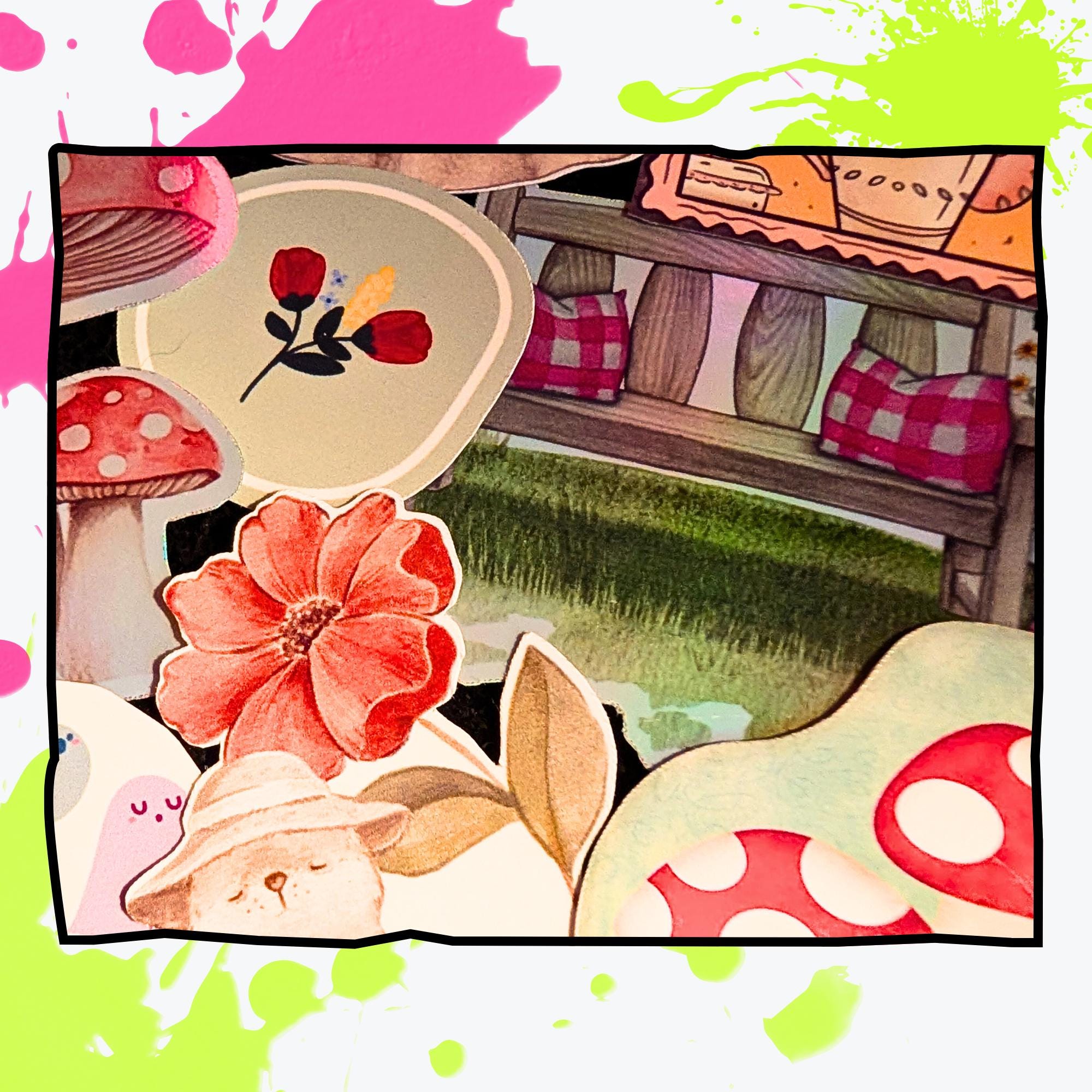 Cottagecore Mystery Sticker Pack | Mushrooms, Frogs, Tea, Books, Garden Aesthetic | Glossy or Holographic | Cozy Nature Stickers