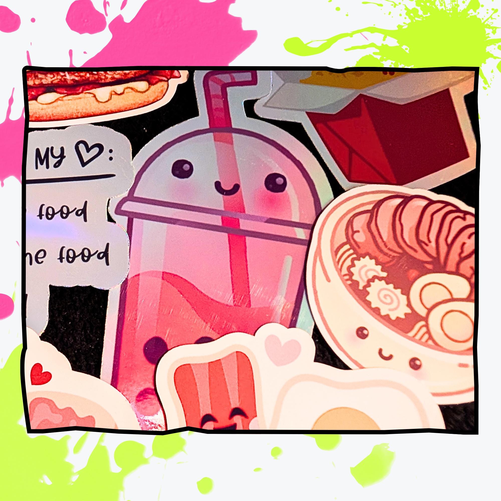 Food & Drink Mystery Sticker Pack | Cute Snacks, Cafe Aesthetic, Desserts, and Drinks | Glossy or Holographic | Kawaii Kitchen Stickers
