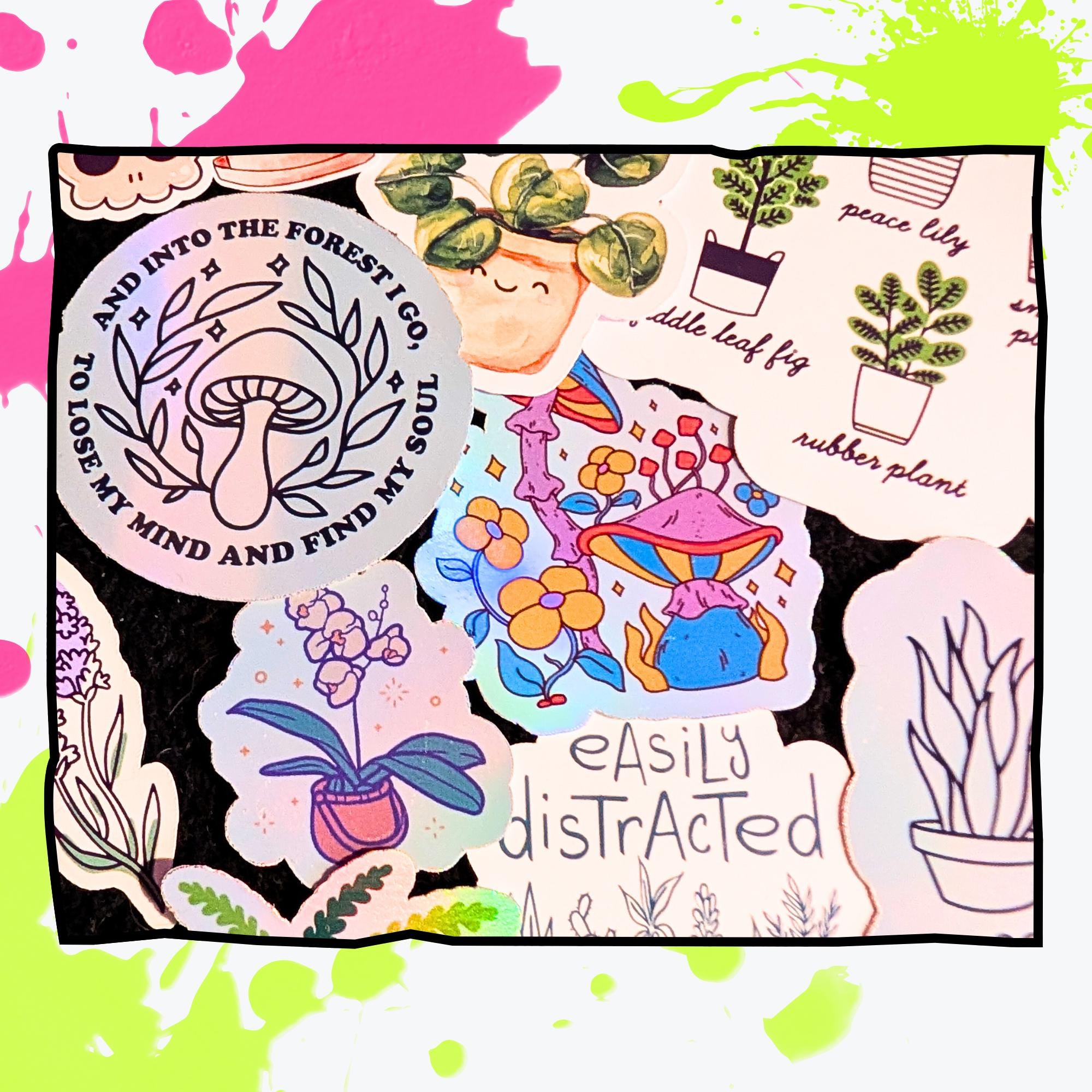 Plant Mystery Sticker Pack | Houseplants, Leaves, Botanicals, Garden Aesthetic | Glossy or Holographic | Water Resistant Stickers