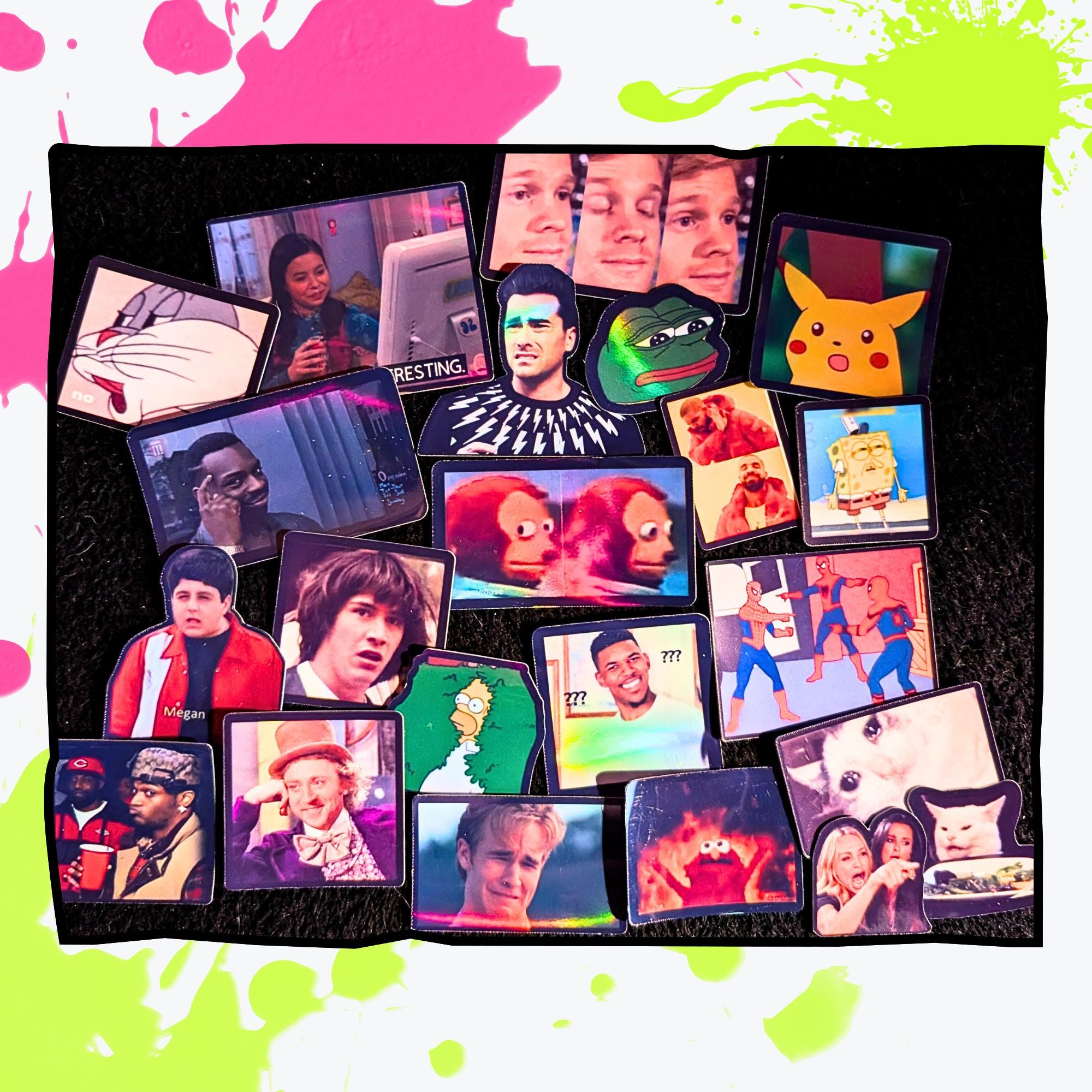 Memes Mystery Sticker Pack | Funny Meme Stickers, Internet Humor, Relatable & Chaotic | Glossy or Holographic | Water Resistant