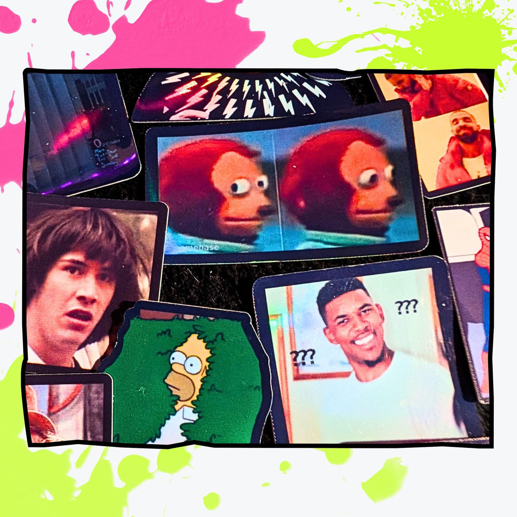 Memes Mystery Sticker Pack | Funny Meme Stickers, Internet Humor, Relatable & Chaotic | Glossy or Holographic | Water Resistant