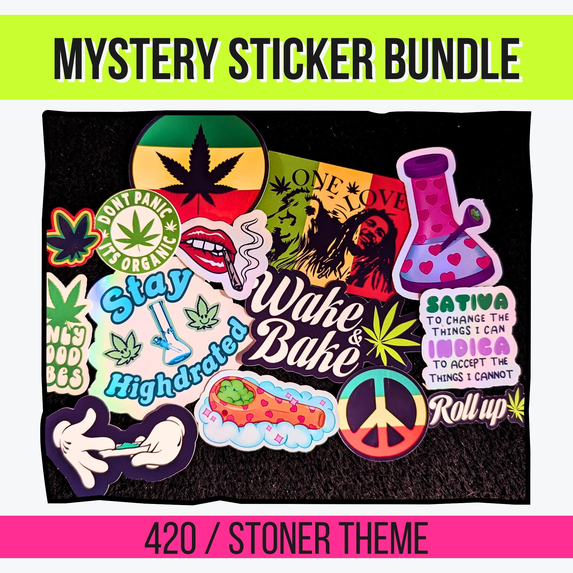 420 / Stoner Mystery Sticker Pack | Chill Vibes, Funny Weed Humor, Cannabis Aesthetic | Glossy or Holographic | Water Resistant