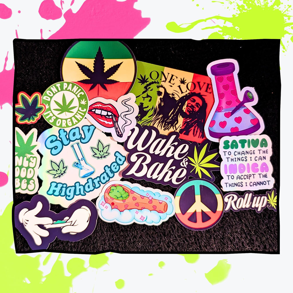 420 / Stoner Mystery Sticker Pack | Chill Vibes, Funny Weed Humor, Cannabis Aesthetic | Glossy or Holographic | Water Resistant