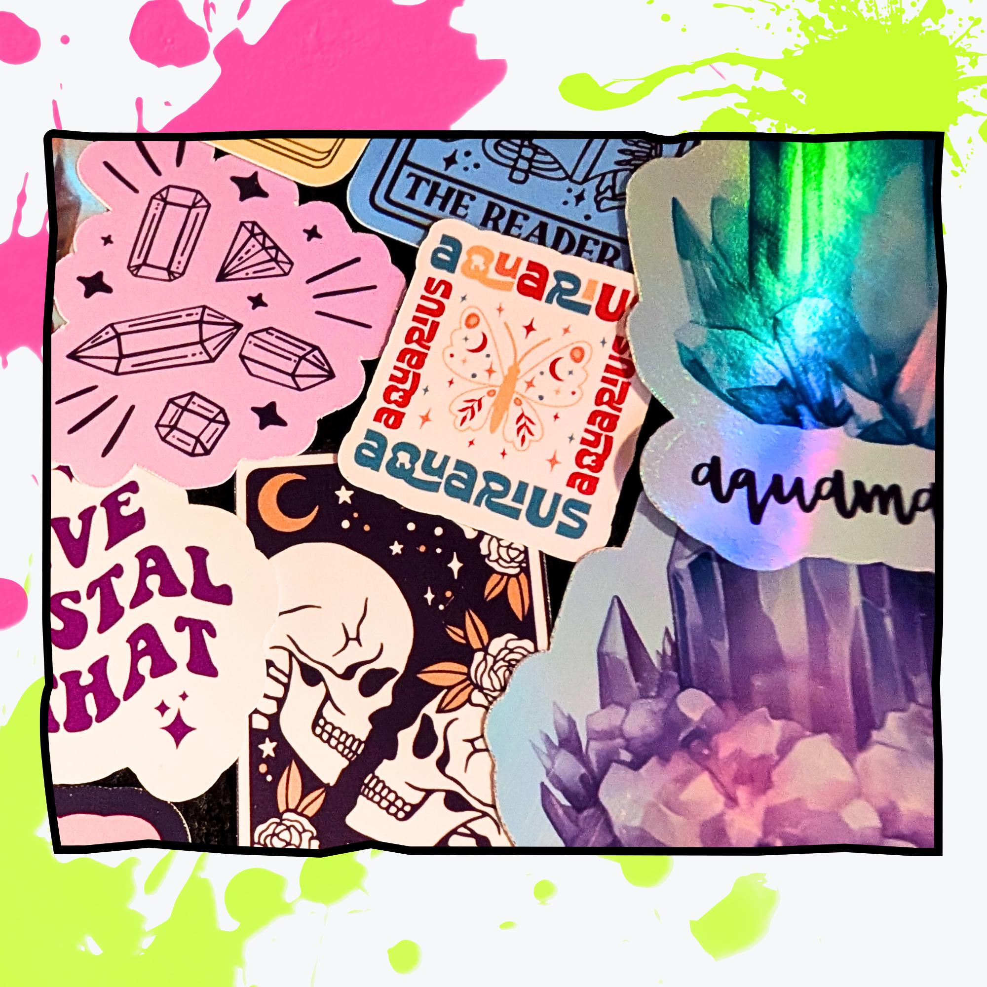 Witchy Vibes Mystery Sticker Pack | Astrology, Crystals, Tarot, Witchcore Aesthetic | Glossy or Holographic | Spiritual & Occult Stickers