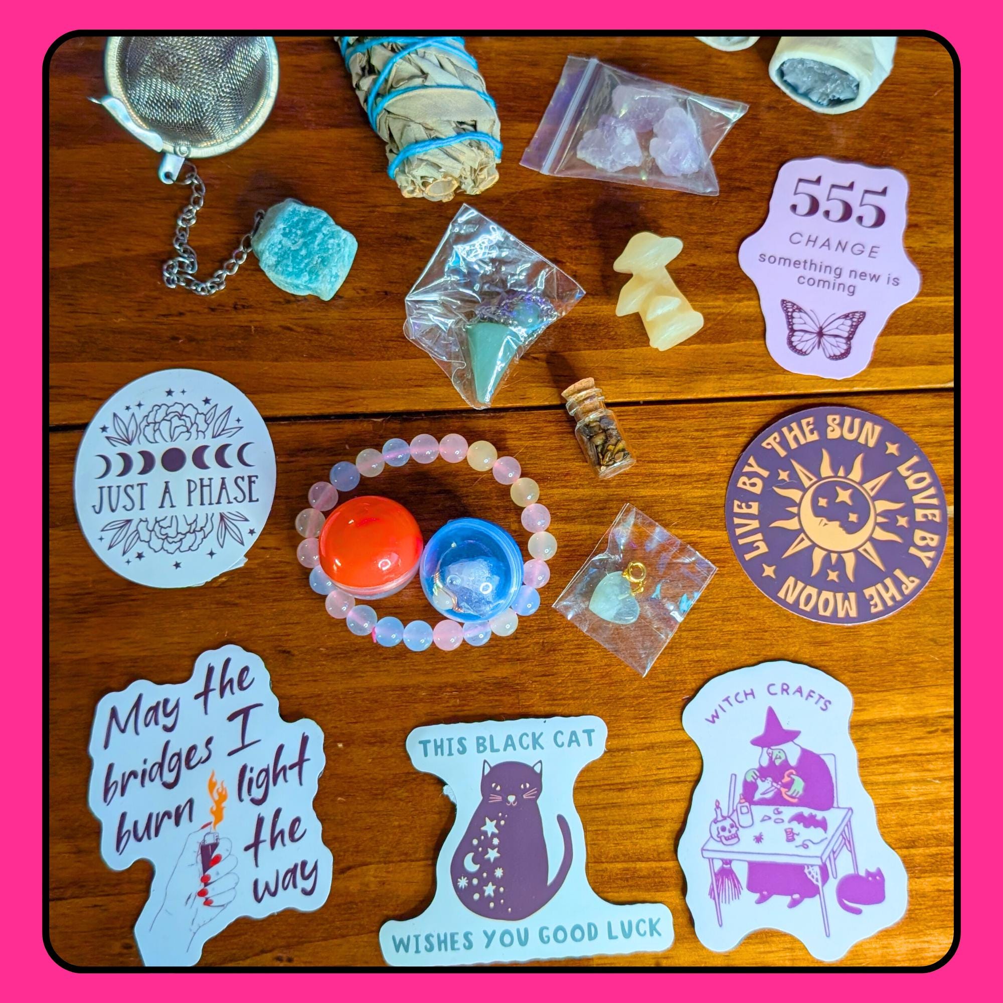 Witchy Dip Lucky Scoop | 1 Cup Mystery Witch Bag | Crystals, Sage & Pendulum | Evil Eye Jewelry | Spiritual Gift