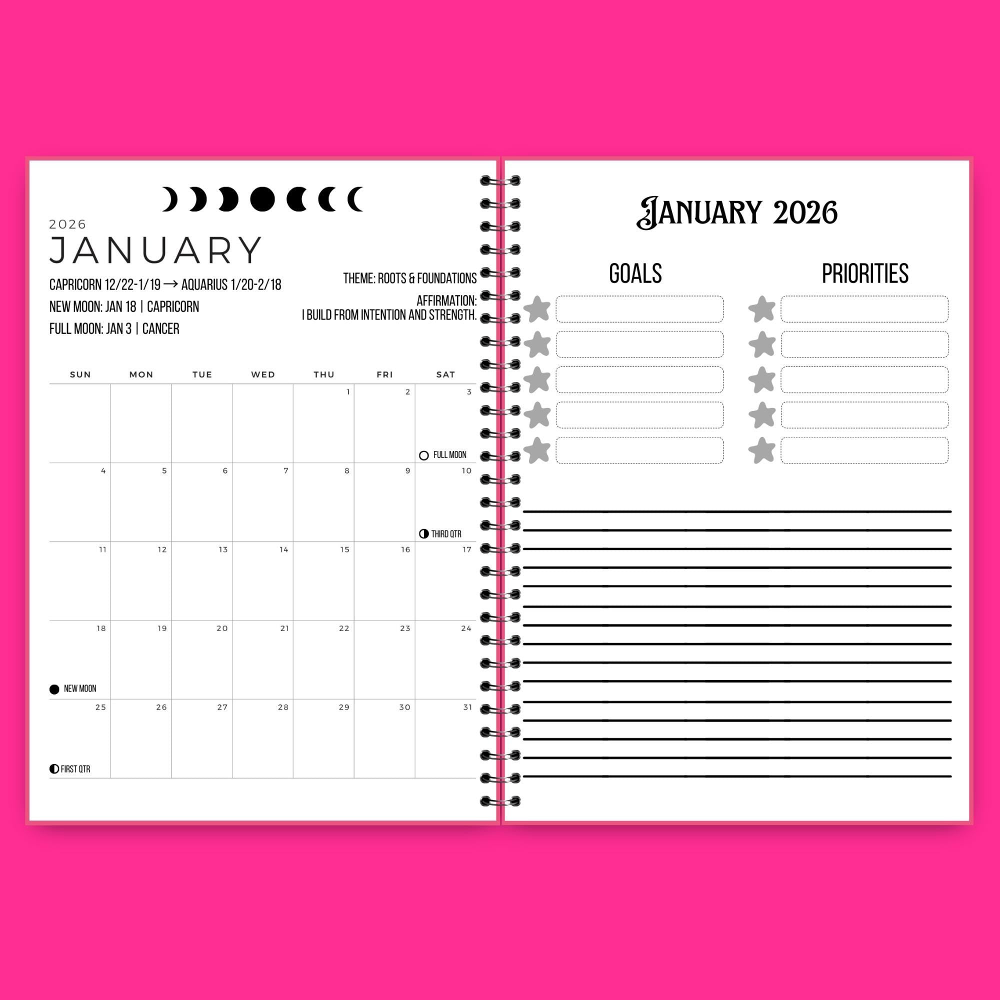 2026-2027 Lunar Ritual Planner | Moon Phase Tracker Printable | Witchy Journal PDF | New & Full Moon Guide | Astrology Planner