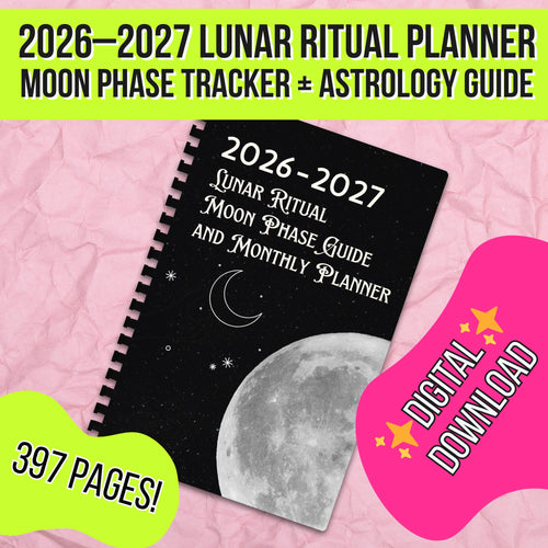 2026-2027 Lunar Ritual Planner | Moon Phase Tracker Printable | Witchy Journal PDF | New & Full Moon Guide | Astrology Planner