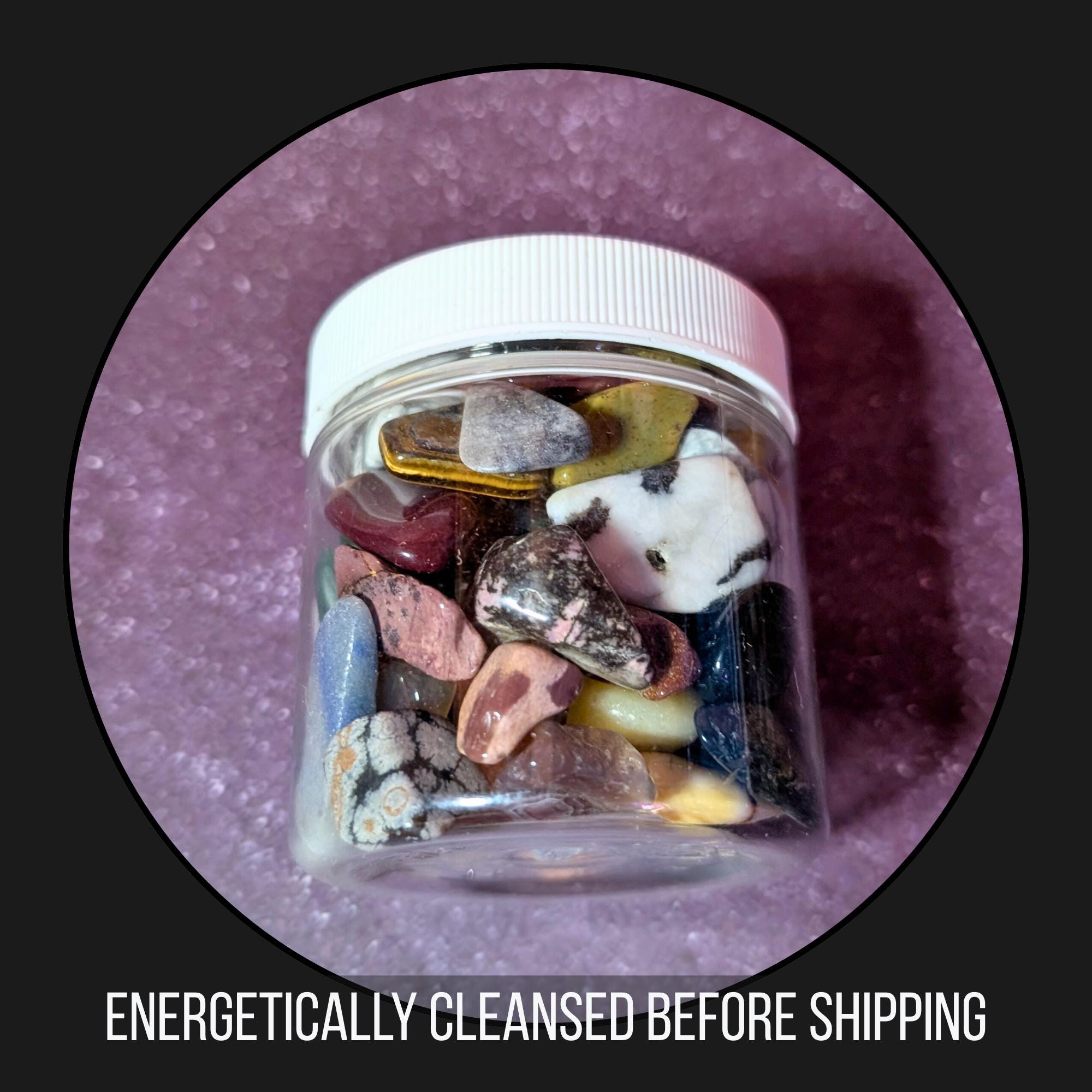 Natural Crystal Tumbles Lucky Scoop – 4 oz Jar – Assorted Healing Stones – Small Polished Crystals – Witchy Mystery Mix