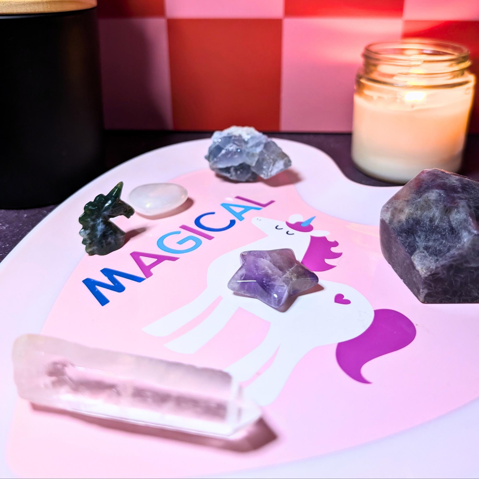 Unicorn Dreams Crystal Bundle | Moss Agate Unicorn, Amethyst Star, Celestite Cluster | Fantasy Ritual Set | Limited Edition