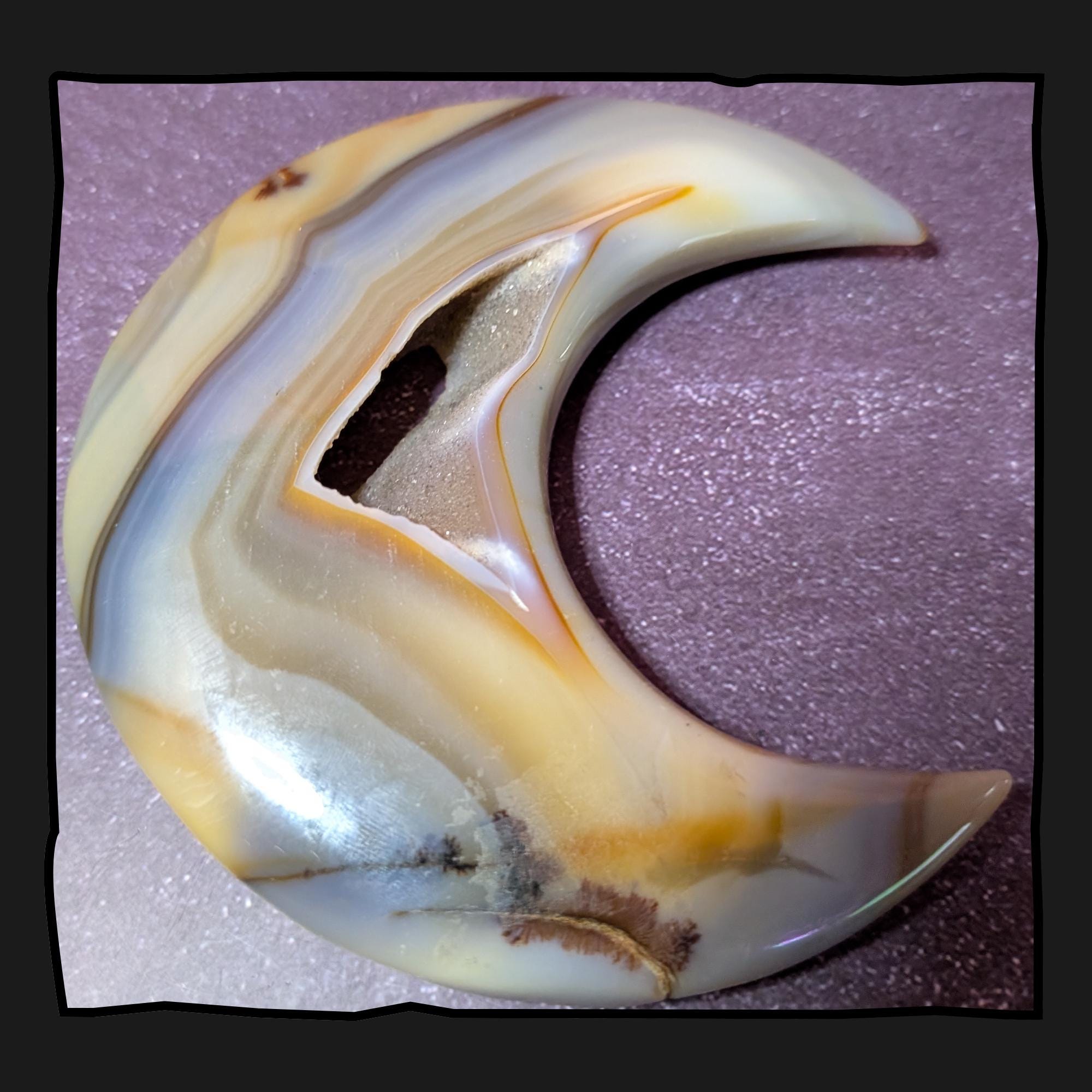 Druzy Blue Agate Moon | Calming Crystal Decor • Emotional Balance • One of a Kind